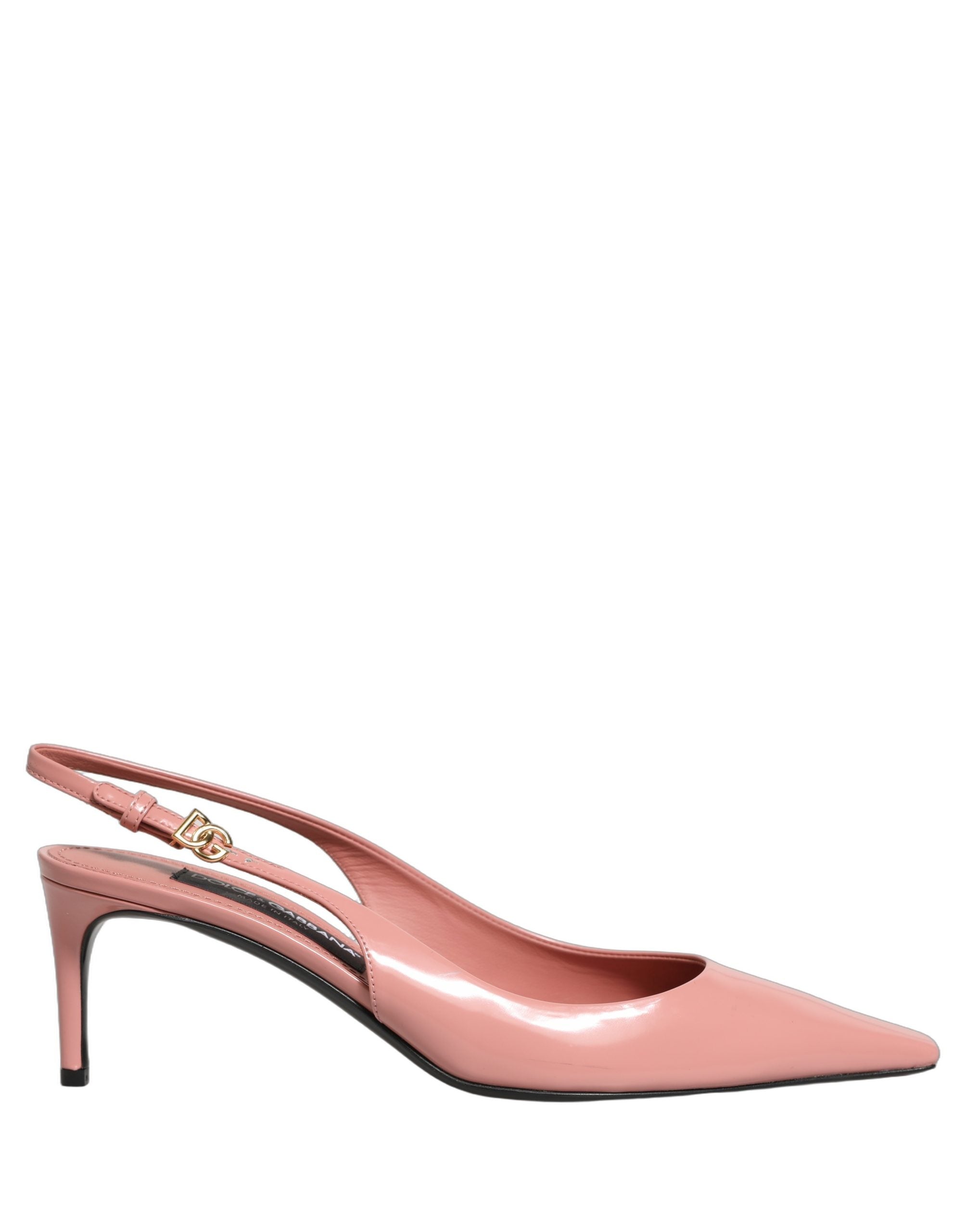 Dolce & Gabbana Pink Leather Mid Heels Slingbacks Shoes