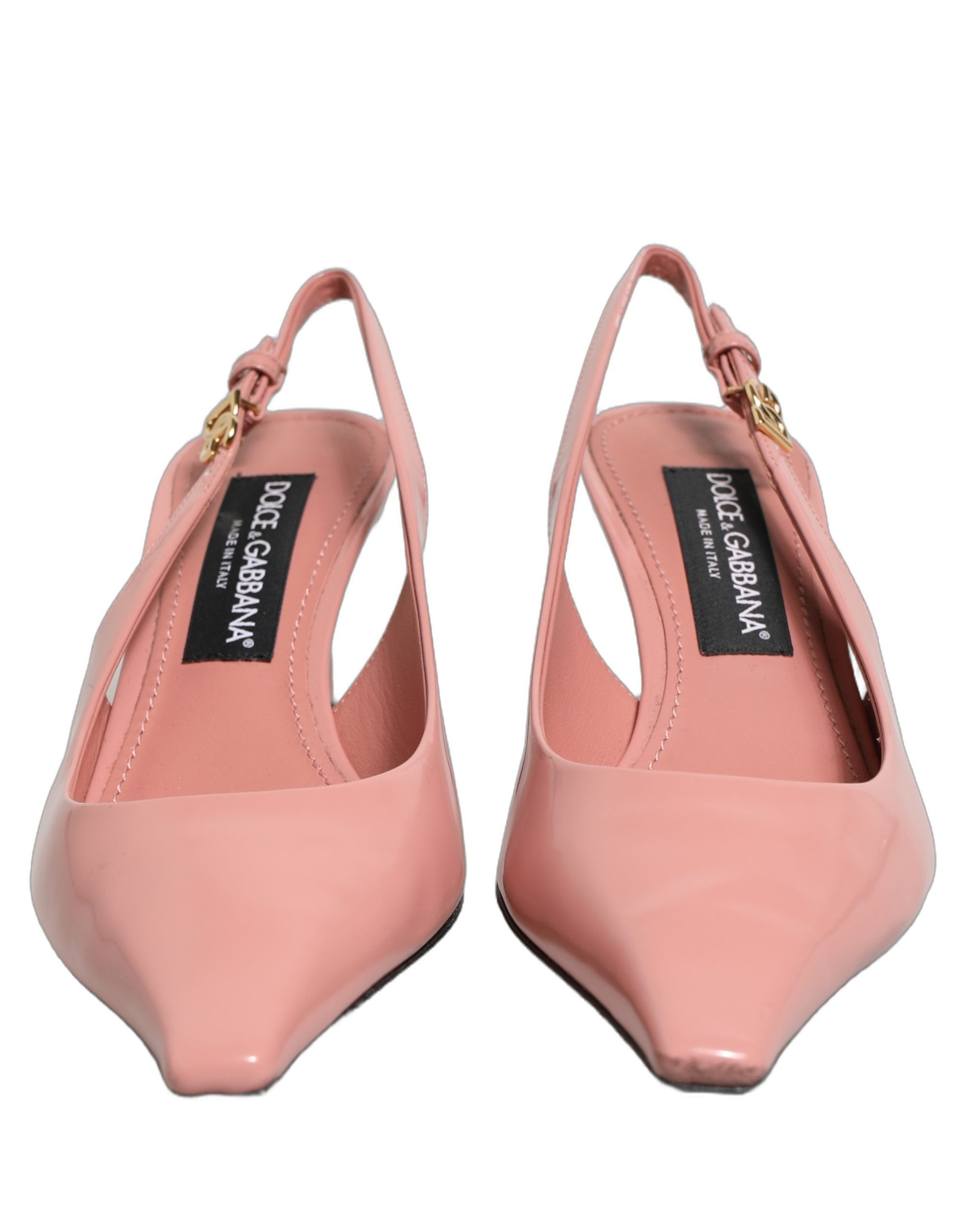 Dolce & Gabbana Pink Leather Mid Heels Slingbacks Shoes