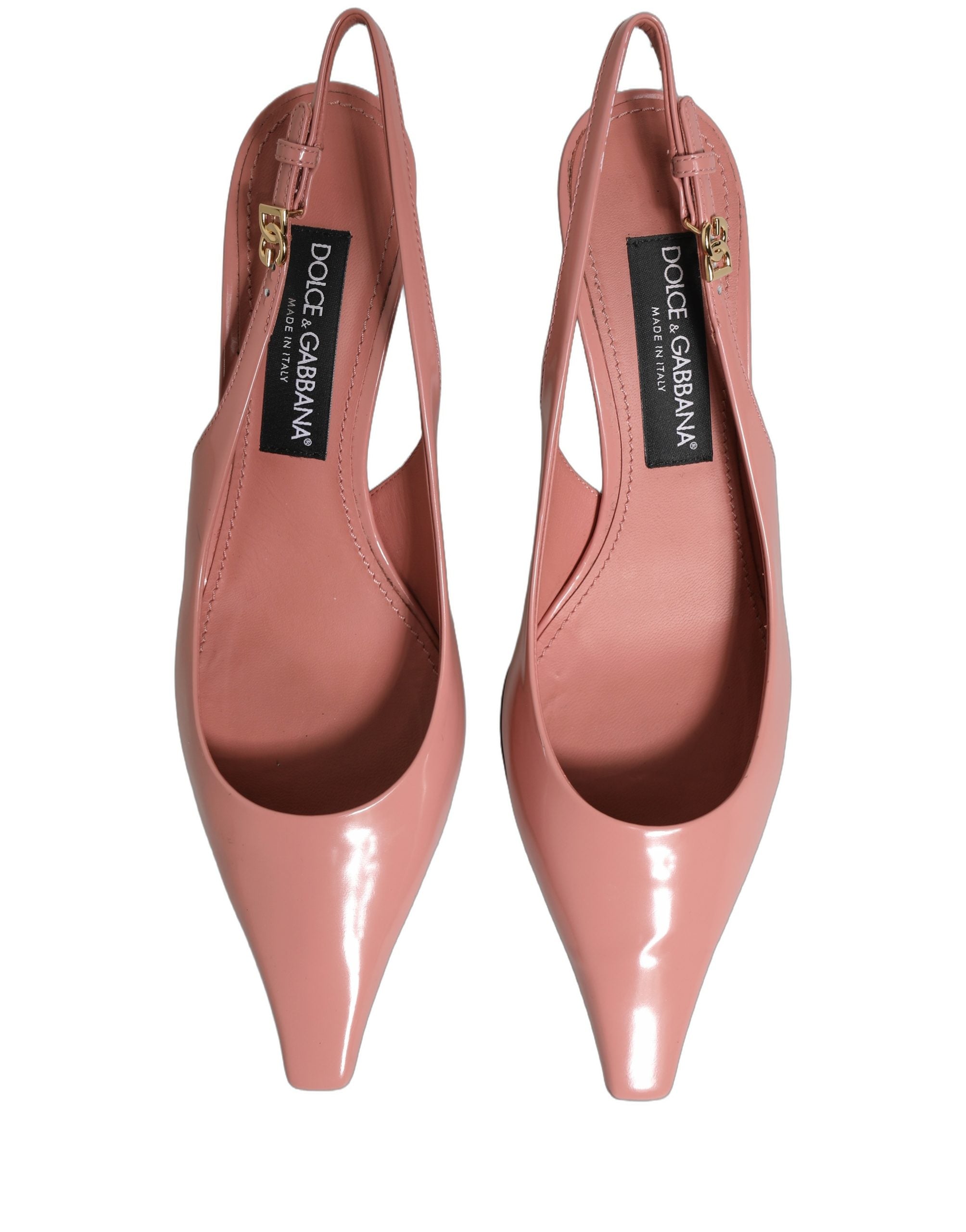 Dolce & Gabbana Pink Leather Mid Heels Slingbacks Shoes