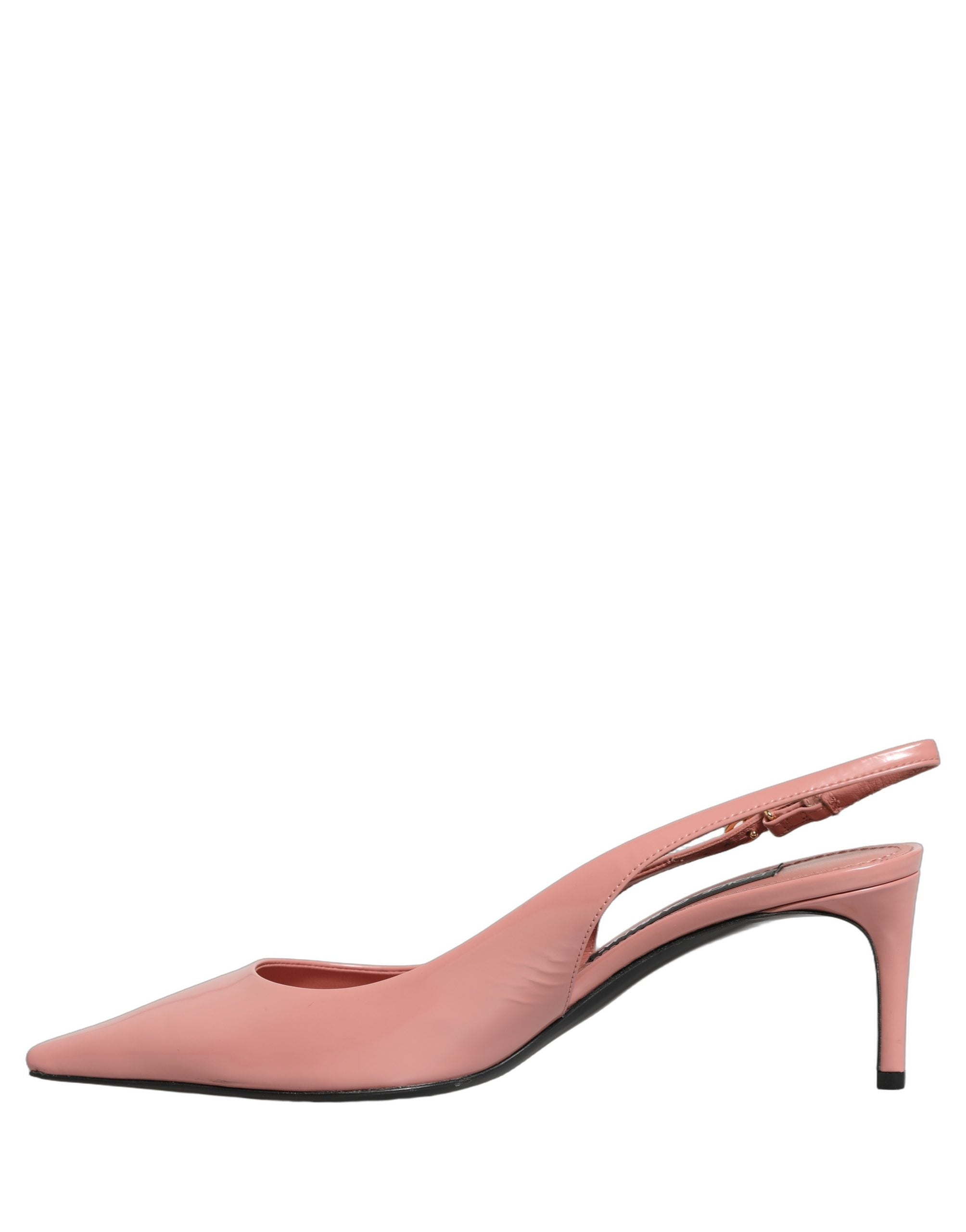 Dolce & Gabbana Pink Leather Mid Heels Slingbacks Shoes