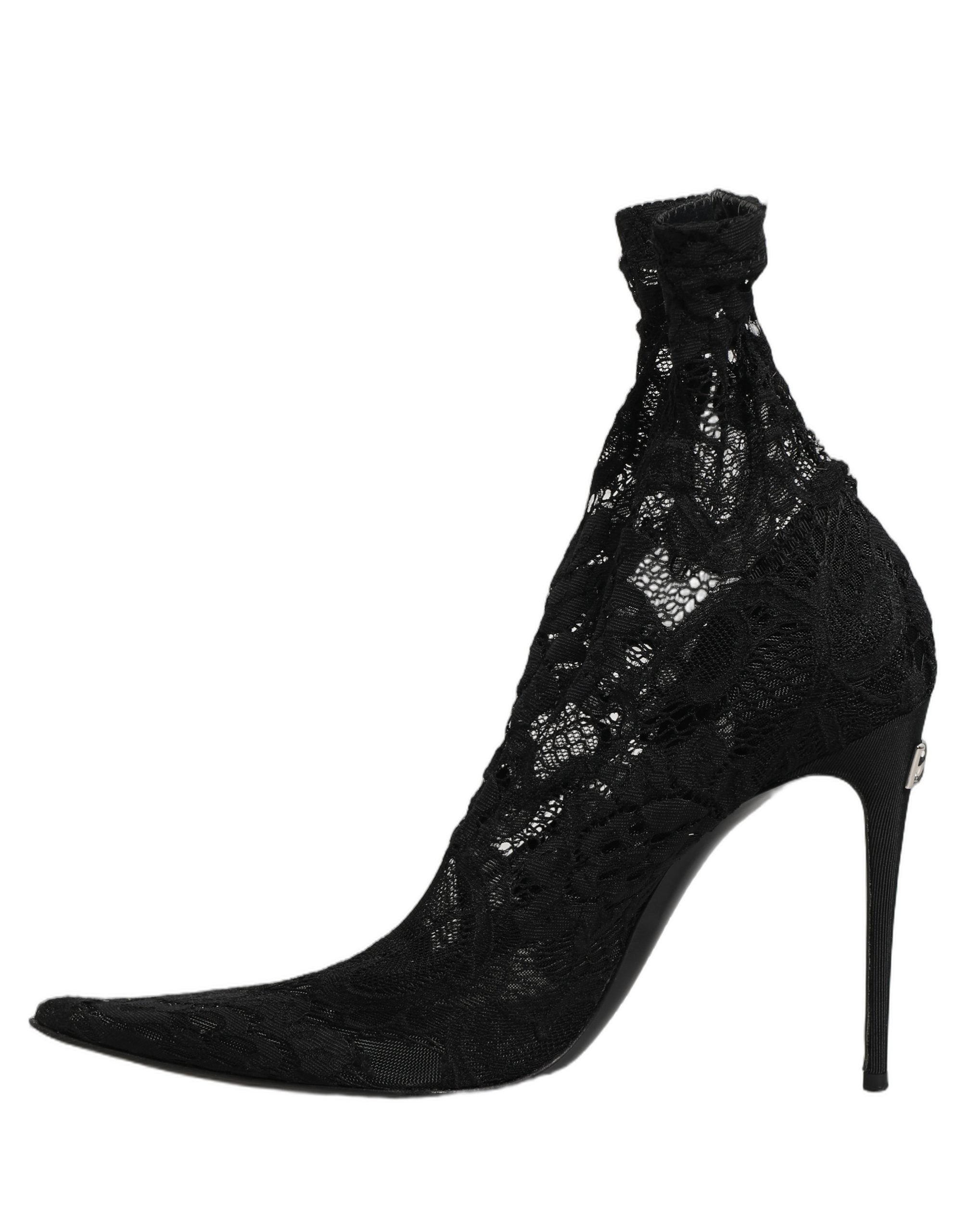 Dolce & Gabbana Black Socks Taormina Lace Pumps Boots Shoes