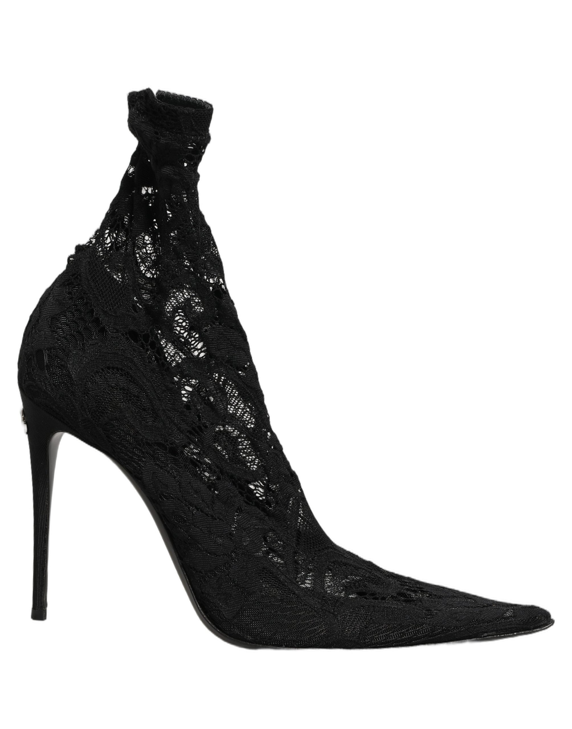 Dolce & Gabbana Black Socks Taormina Lace Pumps Boots Shoes