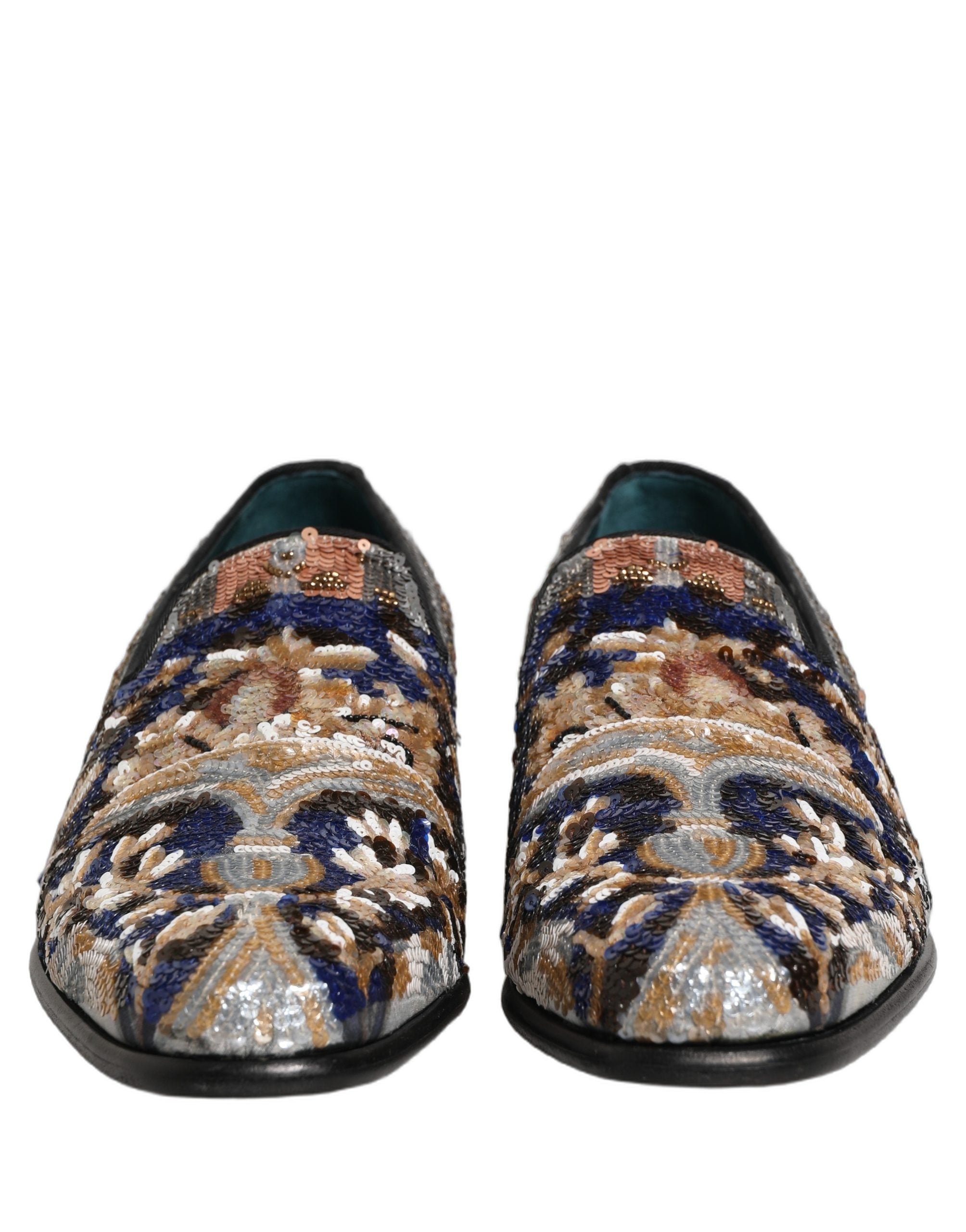 Dolce & Gabbana Multicolor Embroidered Sequin Loafers Shoes