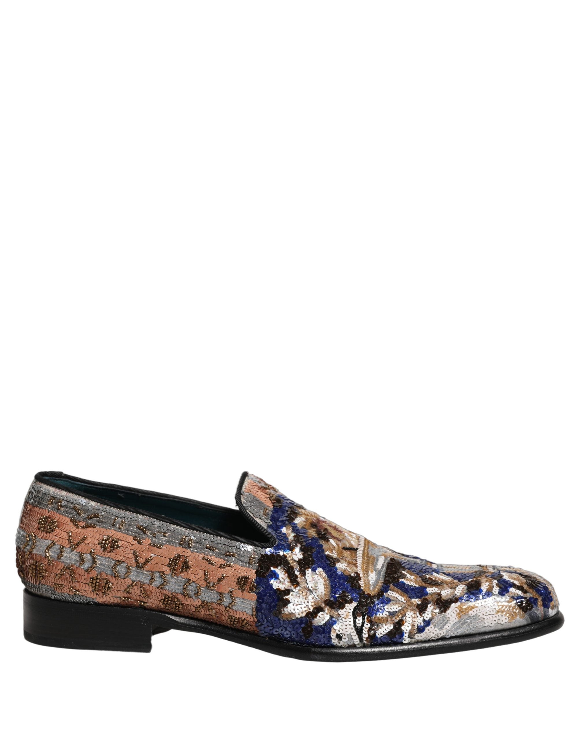 Dolce & Gabbana Multicolor Embroidered Sequin Loafers Shoes