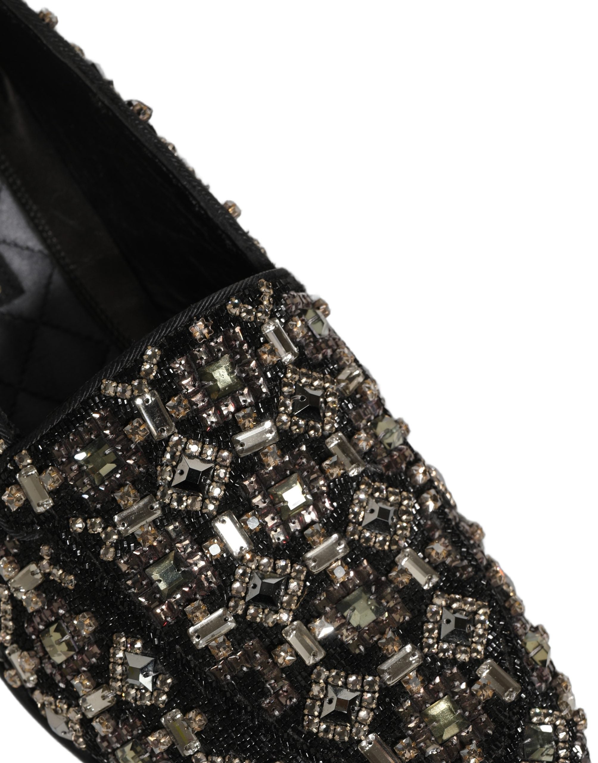 Dolce & Gabbana Silver Leather Logo Slip On Loafers Shoes