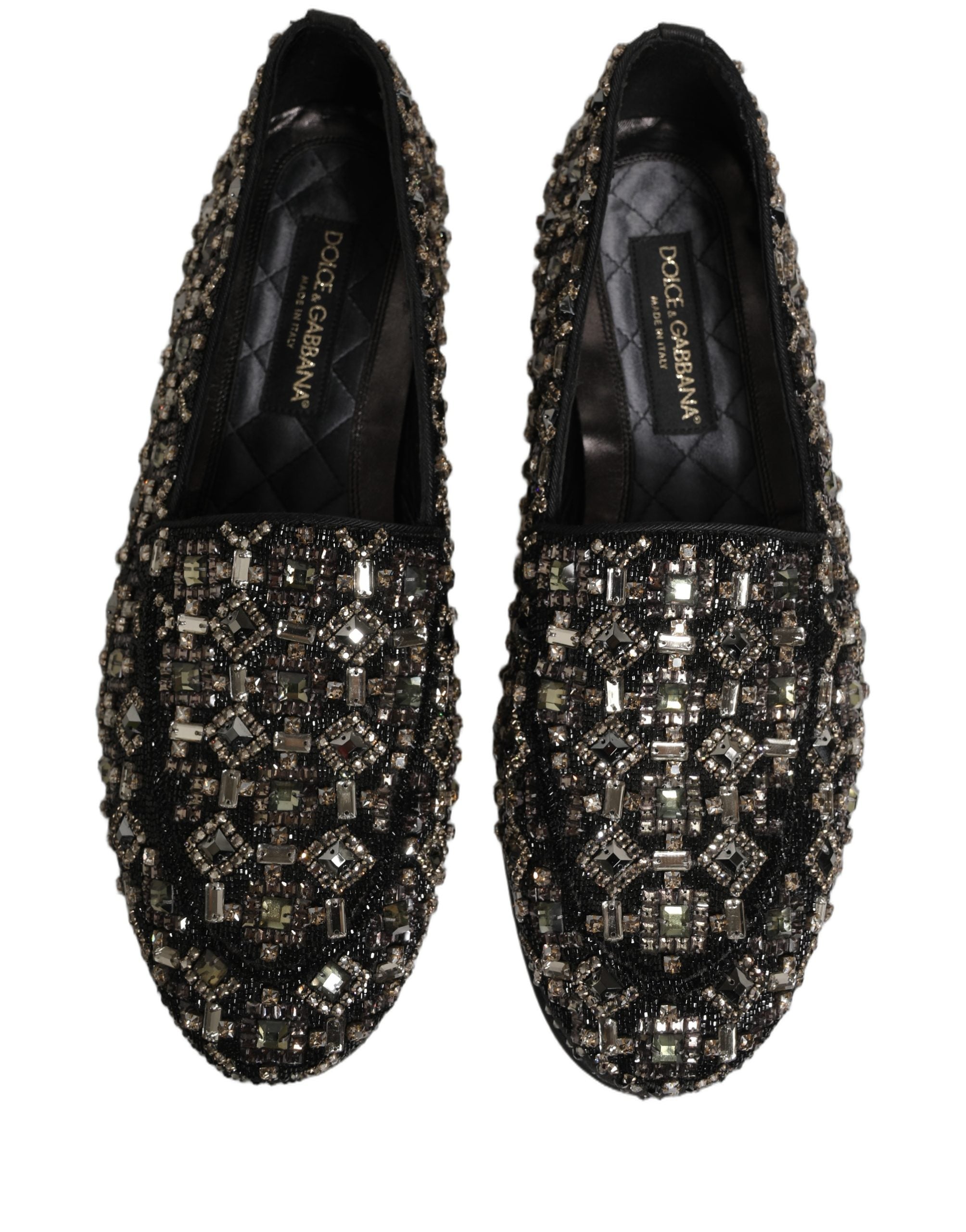 Dolce & Gabbana Silver Leather Logo Slip On Loafers Shoes