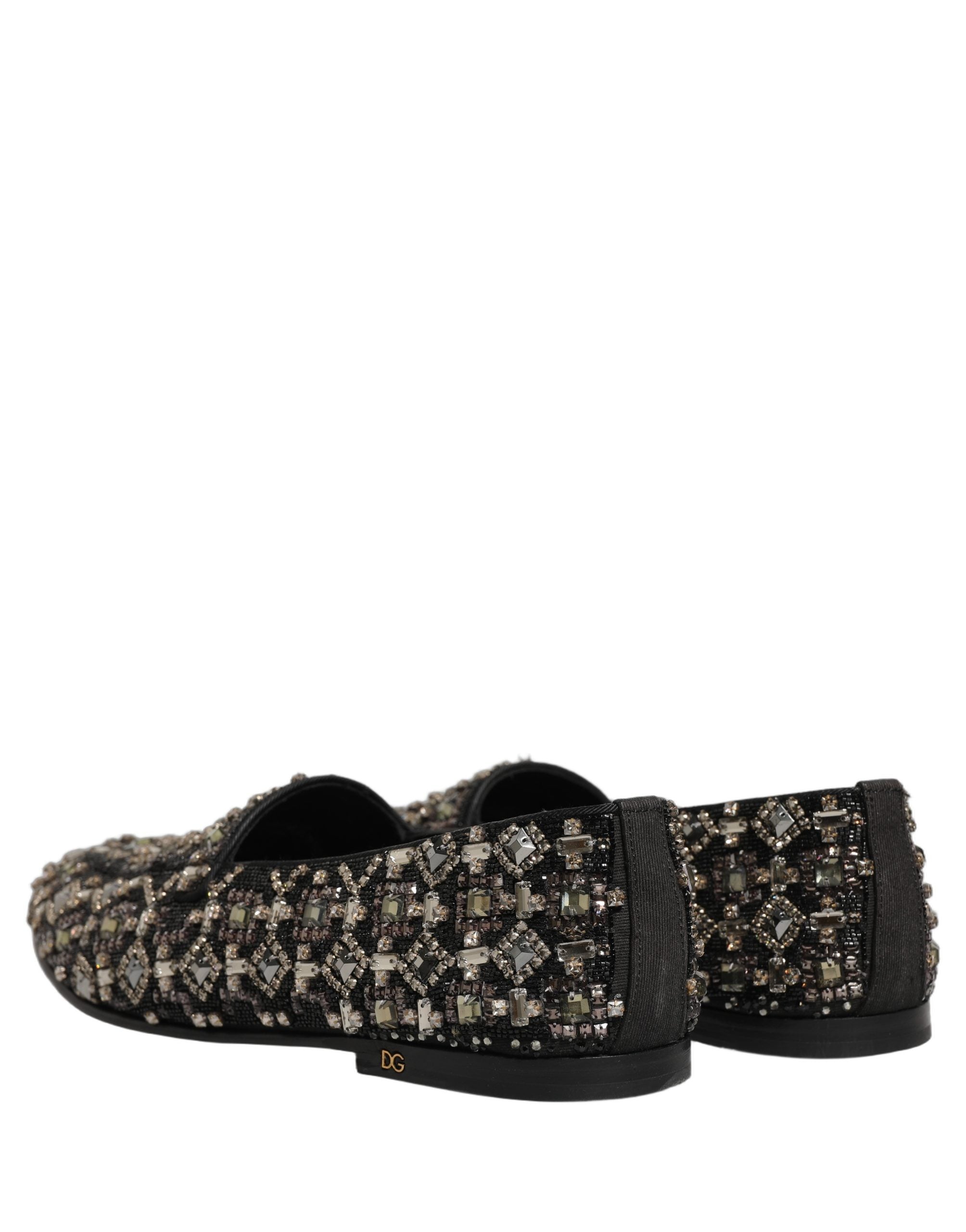 Dolce & Gabbana Silver Leather Logo Slip On Loafers Shoes