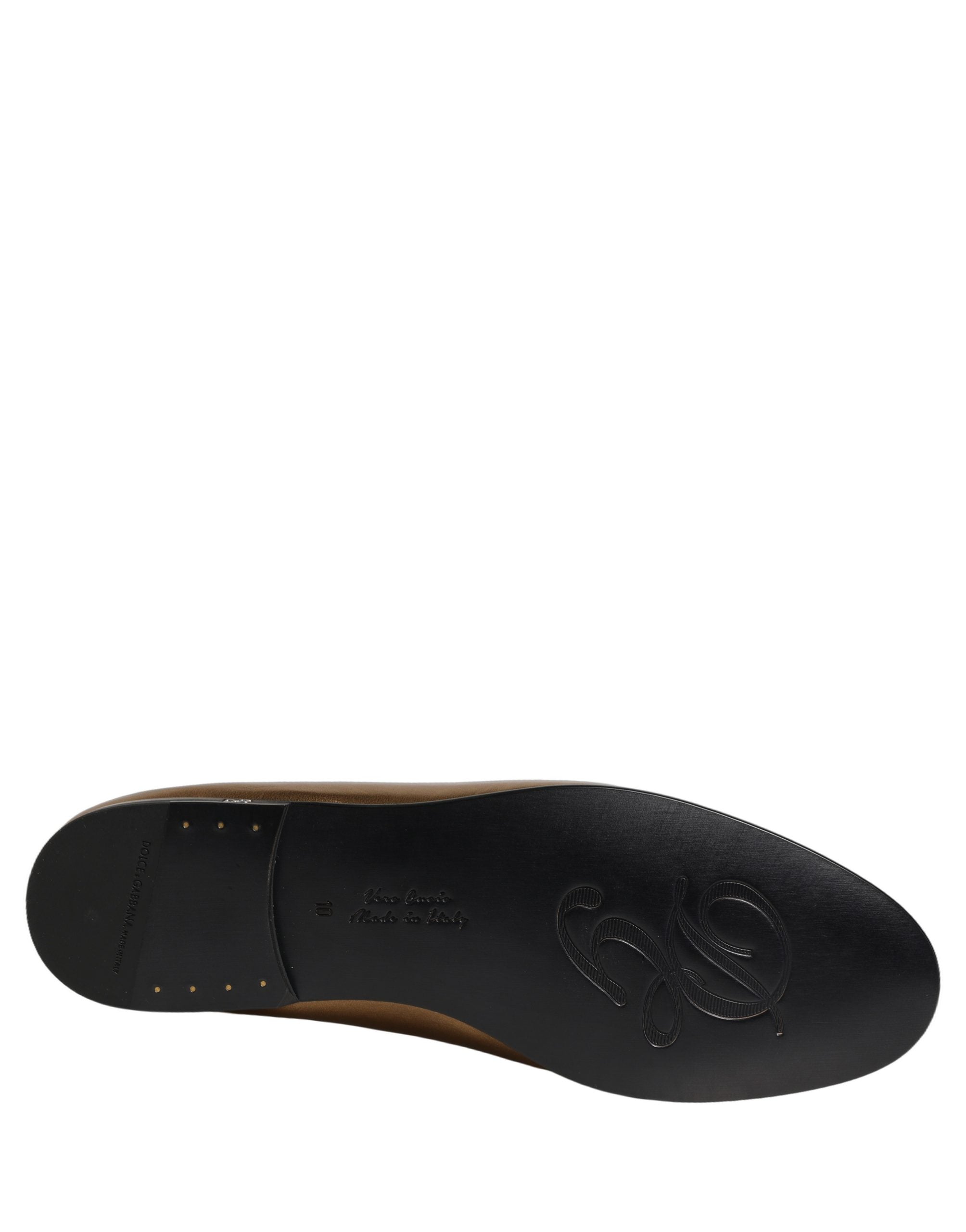 Dolce & Gabbana Gold Leather DG Logo Slip On Men Loafers Shoes