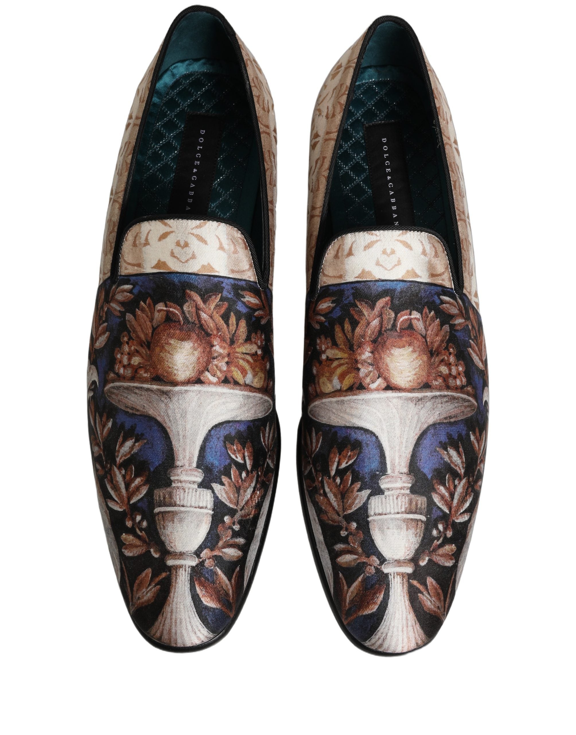 Dolce & Gabbana Multicolor Fruit Print Velvet Loafers Shoes
