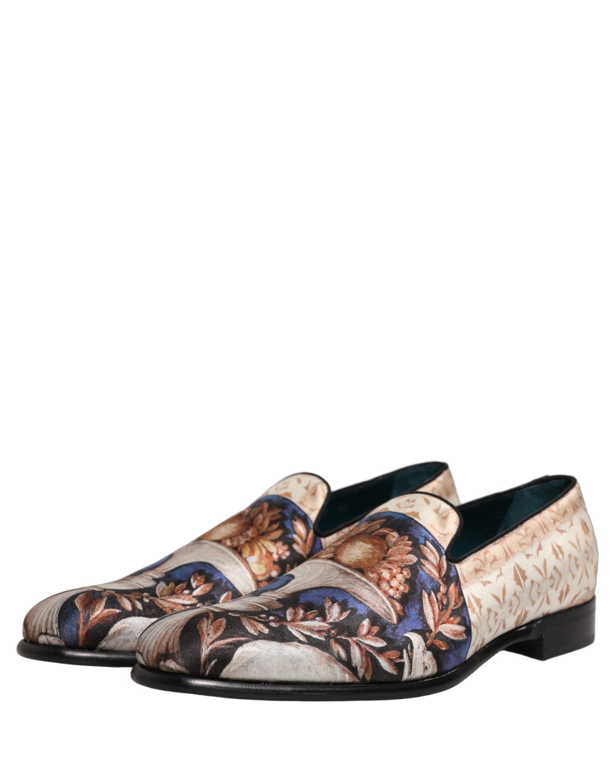 Dolce & Gabbana Multicolor Fruit Print Velvet Loafers Shoes