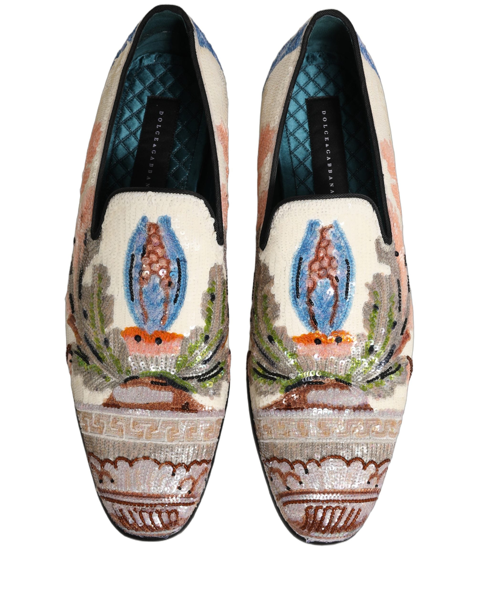 Dolce & Gabbana Multicolor Sequin Embroidered Loafers Shoes