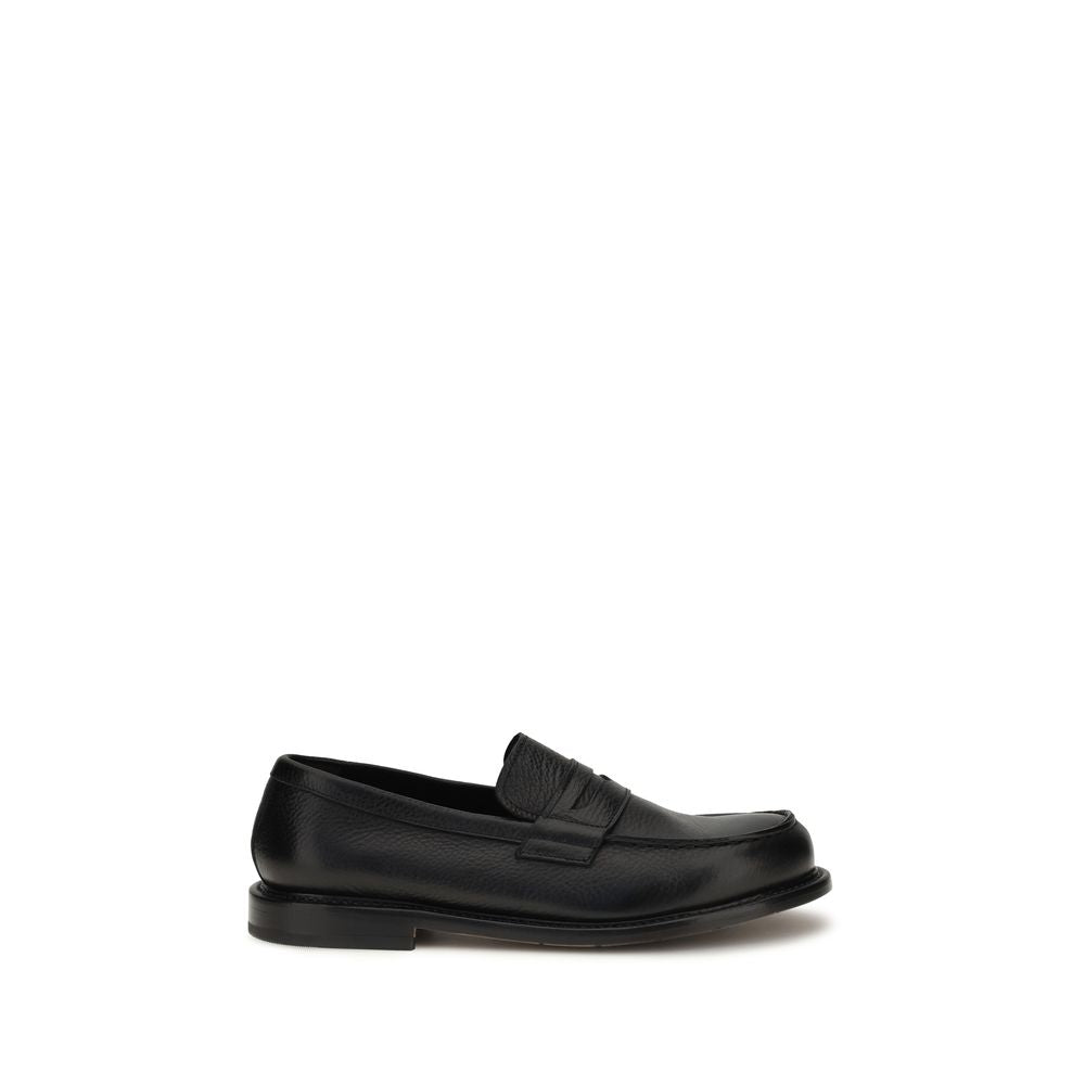 Premiata Black Calf Leather Bos Taurus Slip-On Loafers