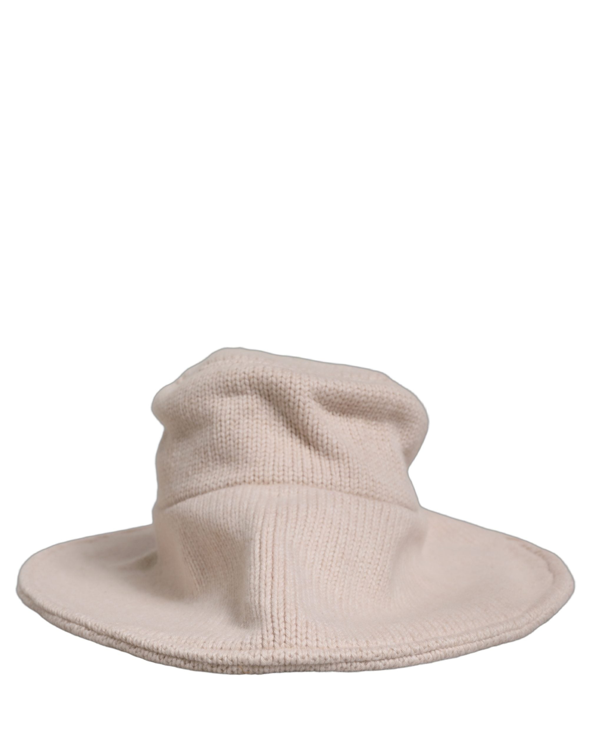 Dolce & Gabbana Women Beige Wool Knit Wide Brim Bucket Capello Hat