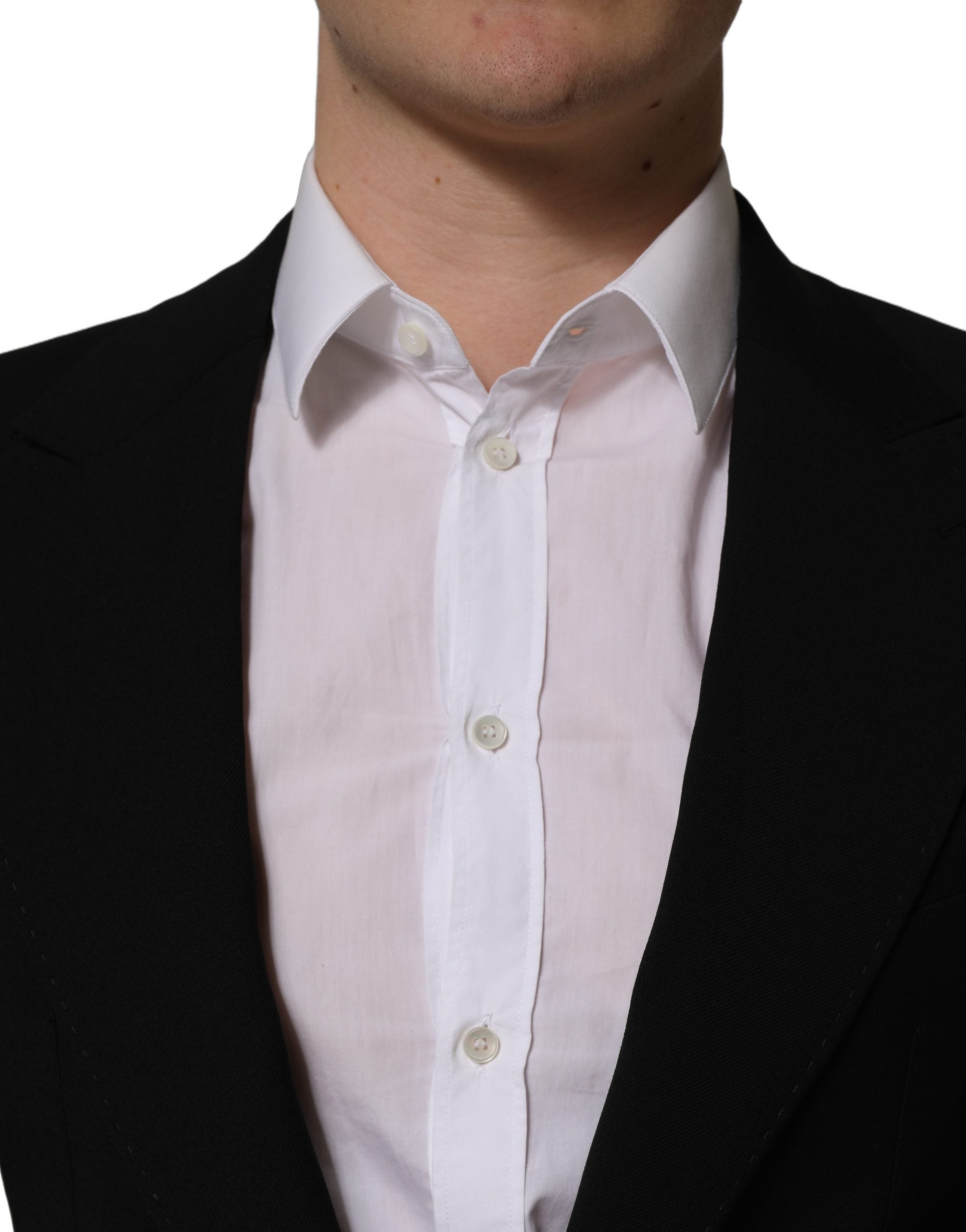 Dolce & Gabbana Black Wool Single Breasted Men Blazer Jacket