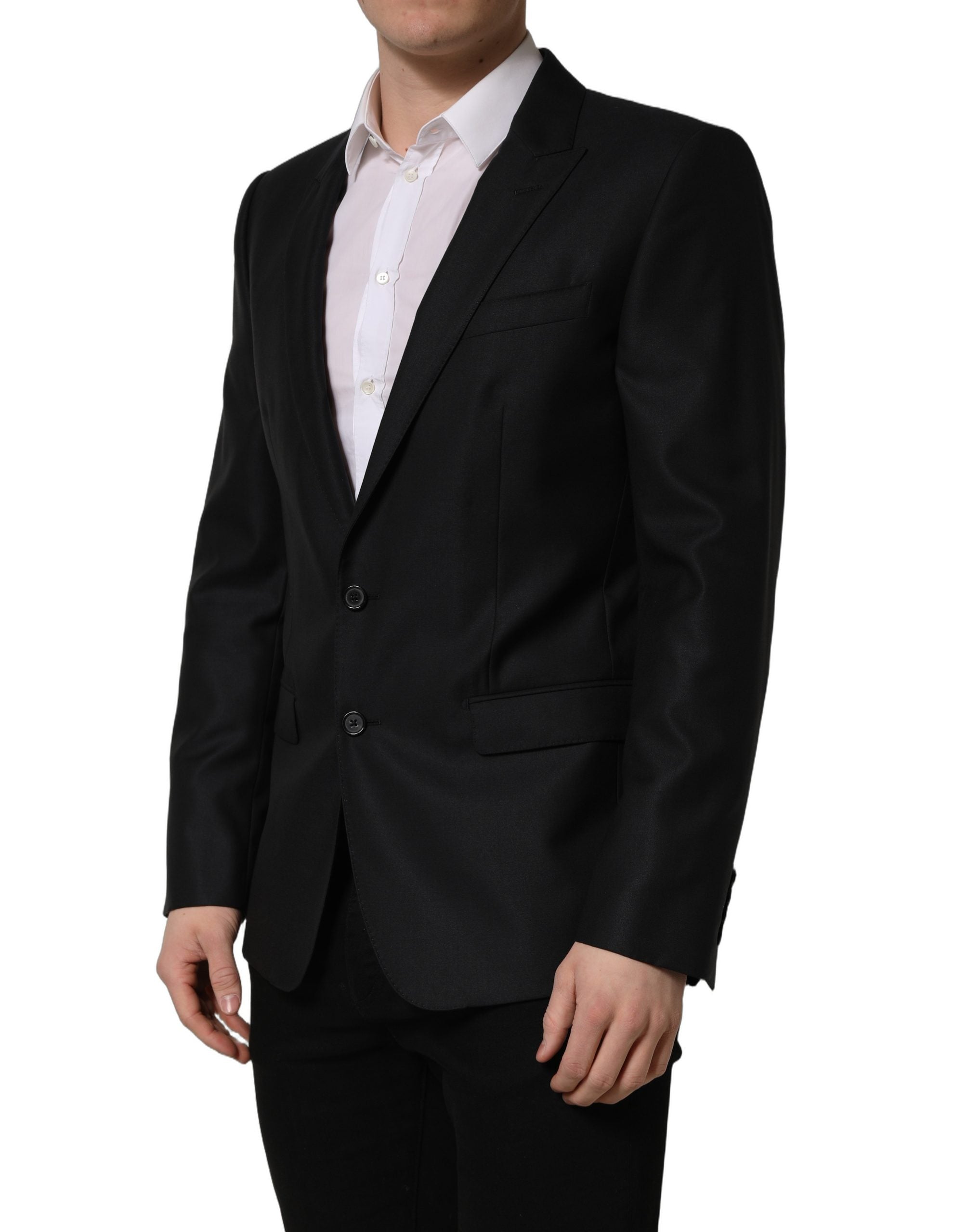 Dolce & Gabbana Black Wool Single Breasted Men Blazer Jacket