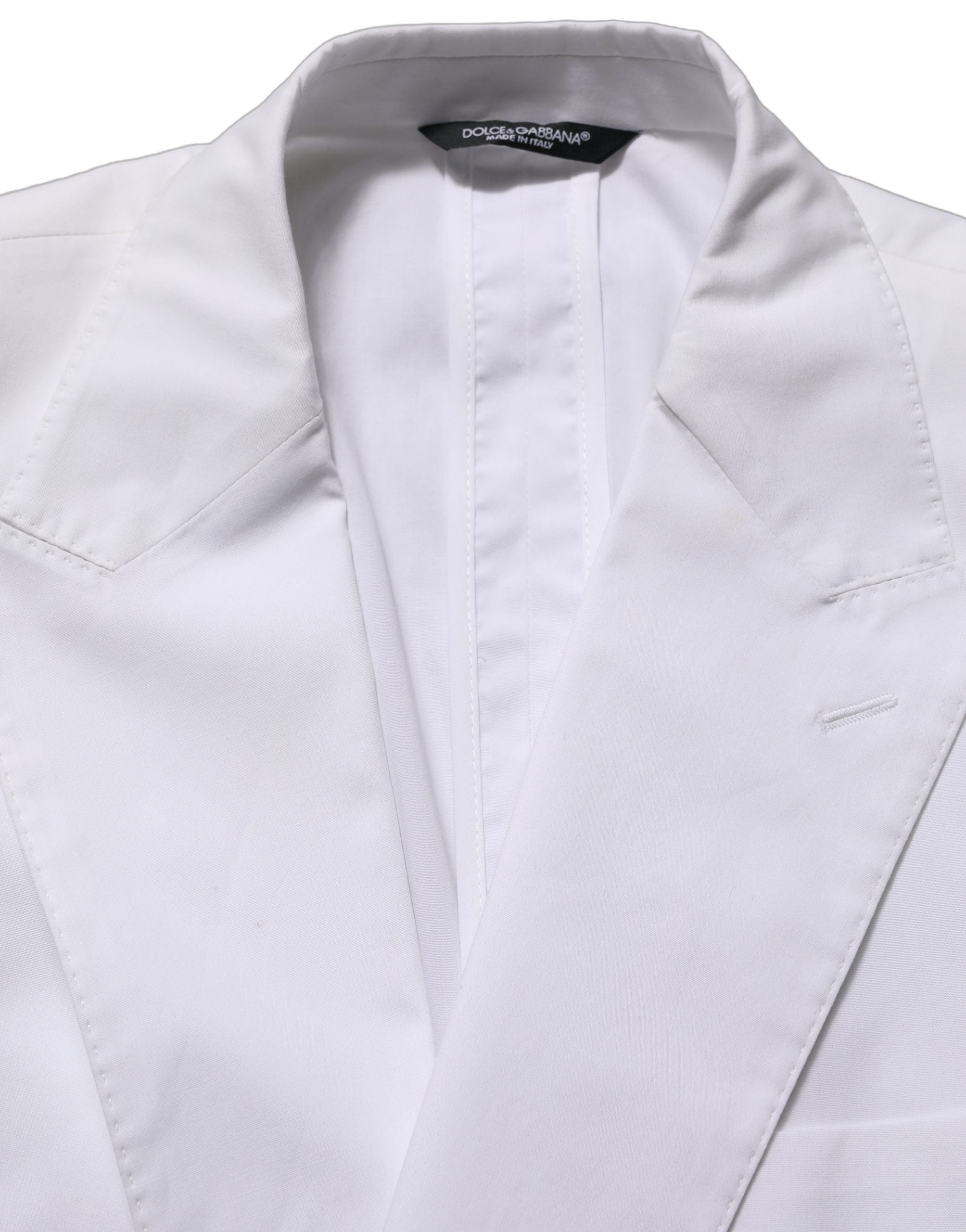 Dolce & Gabbana White Cotton Double Breasted Blazer Jacket