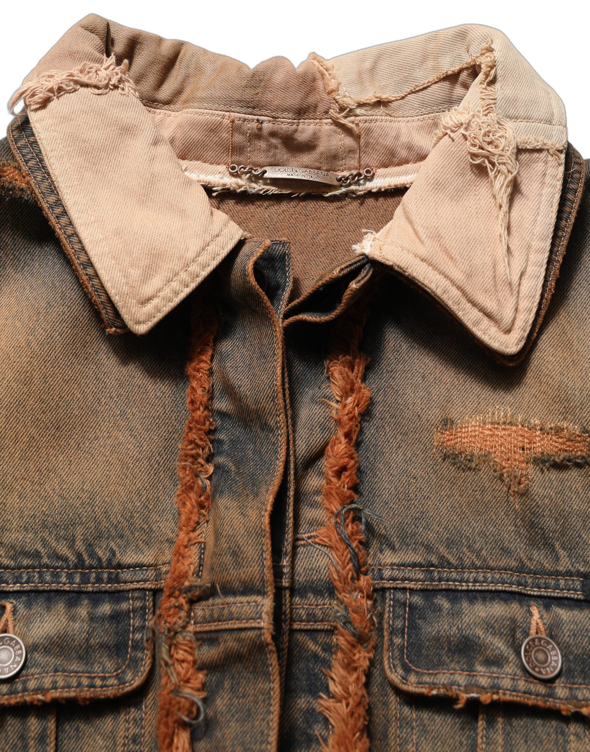 Dolce & Gabbana Multicolor Raw Cut Panelled Denim Men Jacket