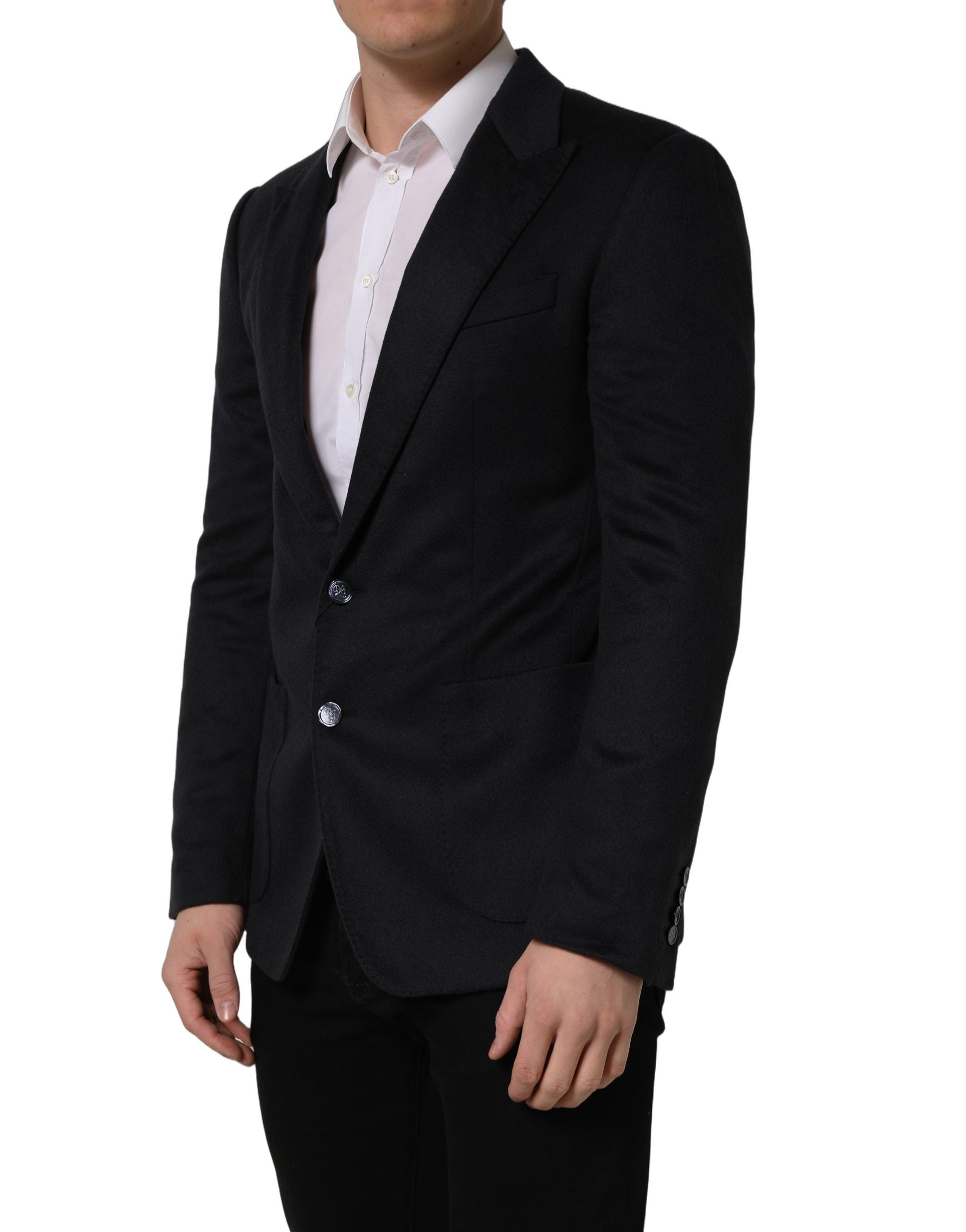Dolce & Gabbana Blue Cashmere Single Breasted Blazer Jacket