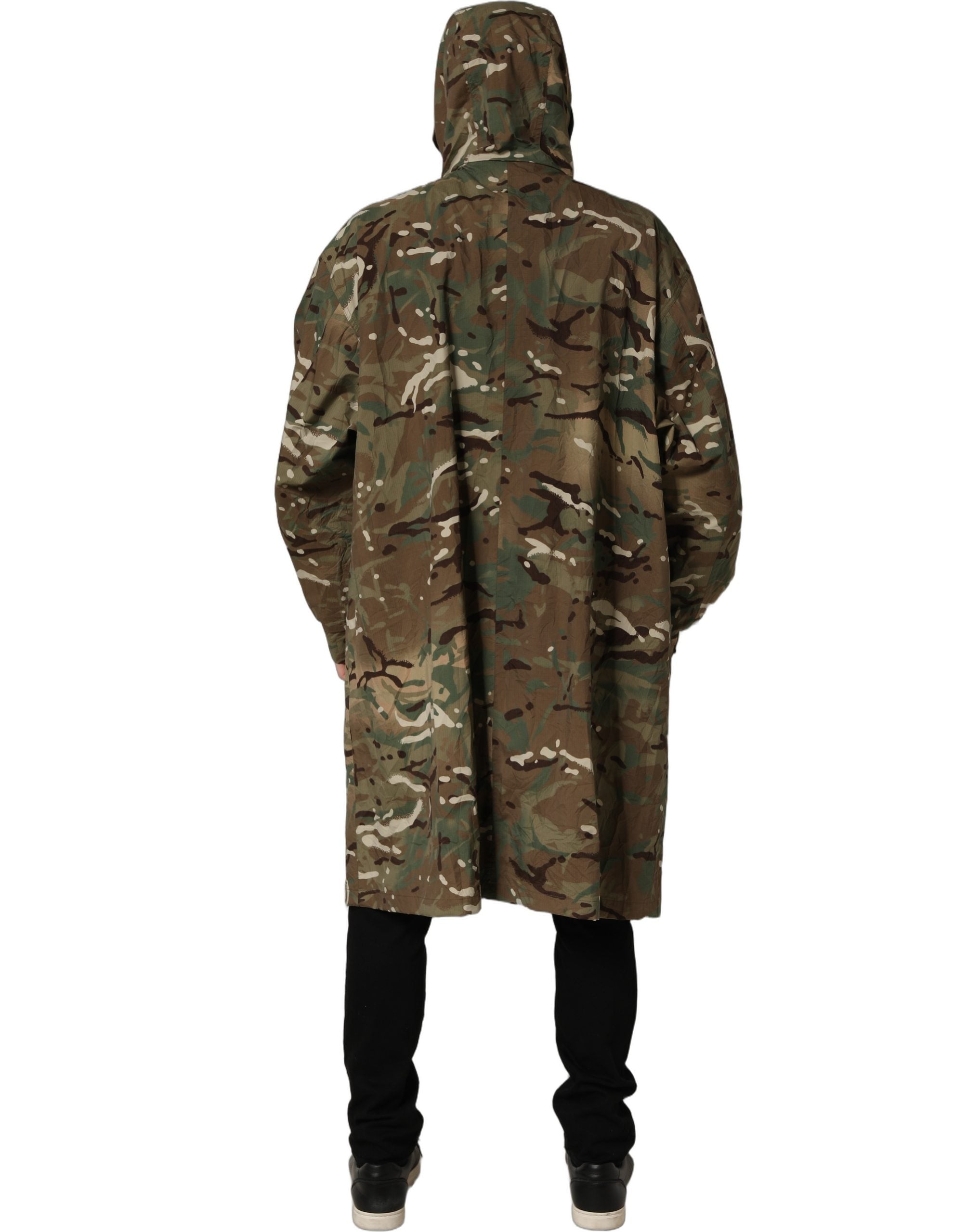 Dolce & Gabbana Multicolor Camouflage Hooded Coat Jacket