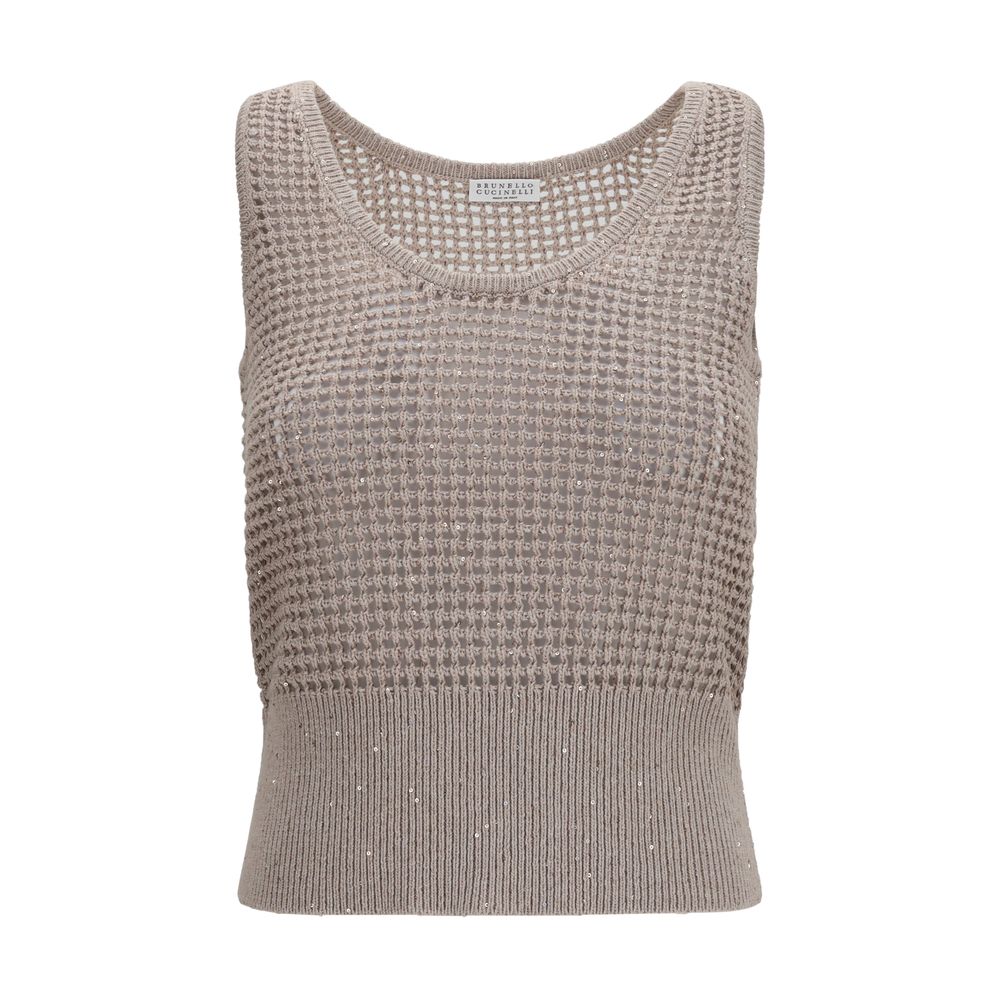 Brunello Cucinelli Beige Cotton Tank Tops