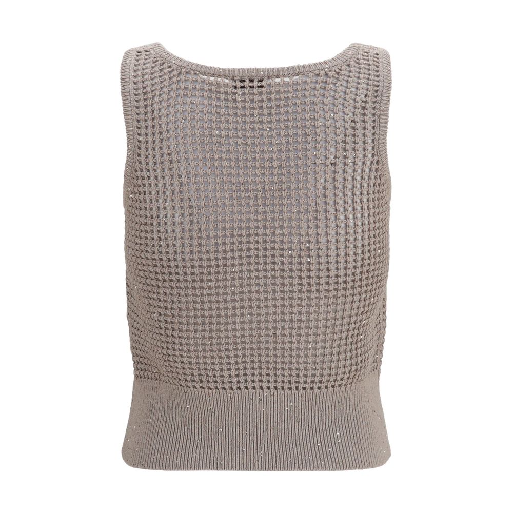 Brunello Cucinelli Beige Cotton Tank Tops