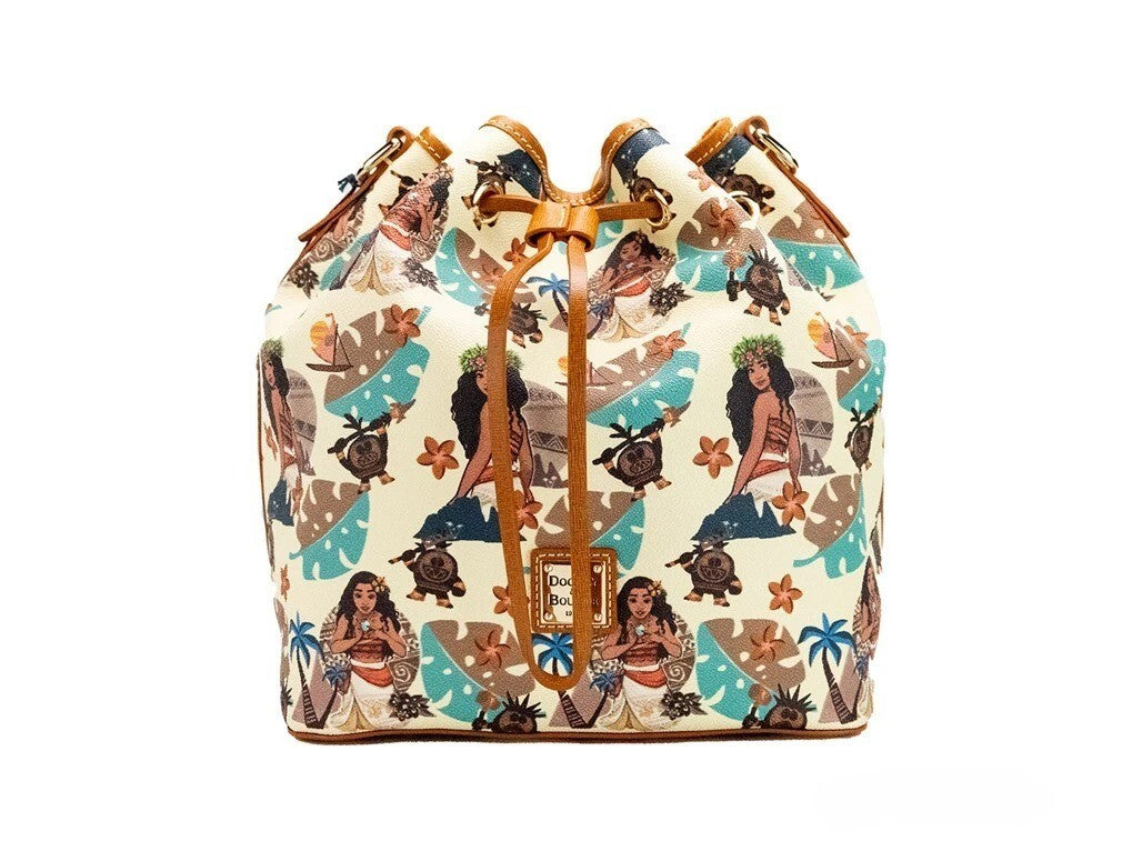 Dooney & Bourke Disney Medium Moana Coated Cotton Bucket Crossbody Bag Purse