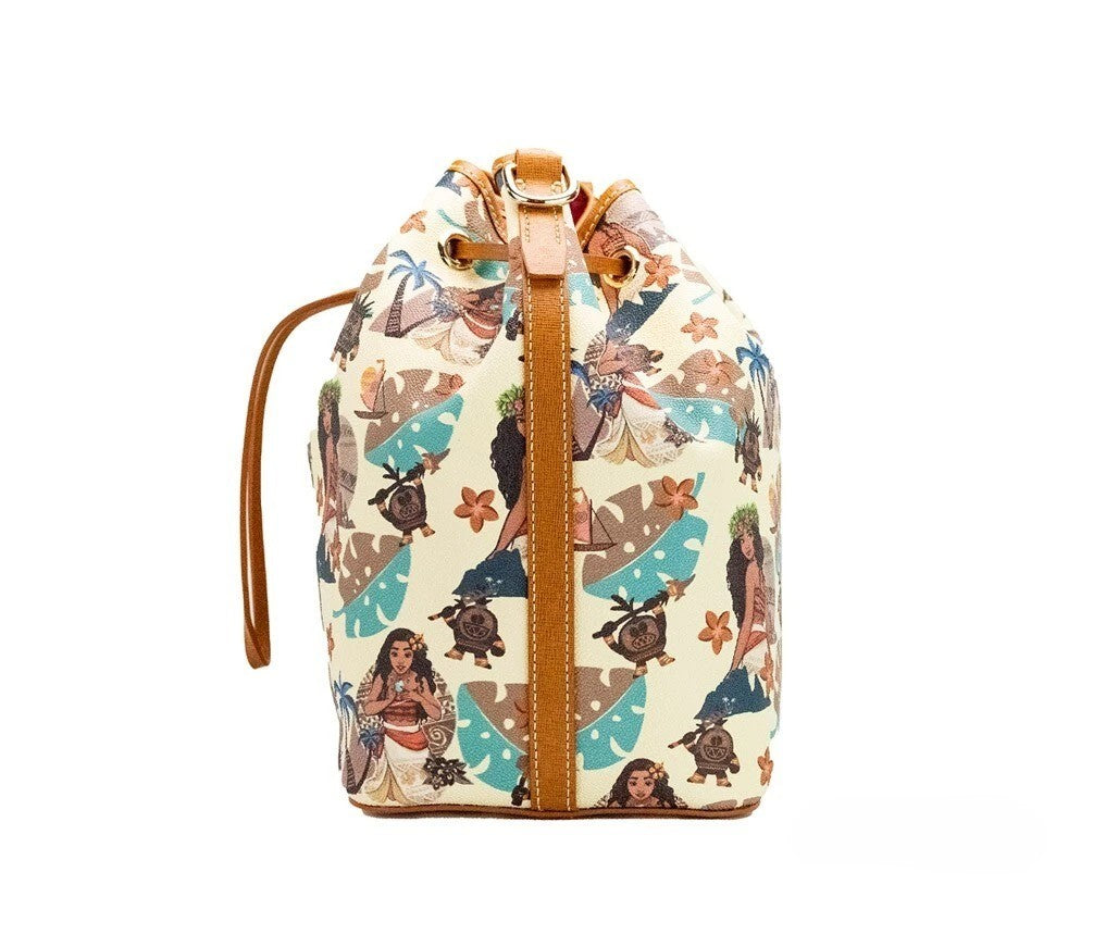Dooney & Bourke Disney Medium Moana Coated Cotton Bucket Crossbody Bag Purse