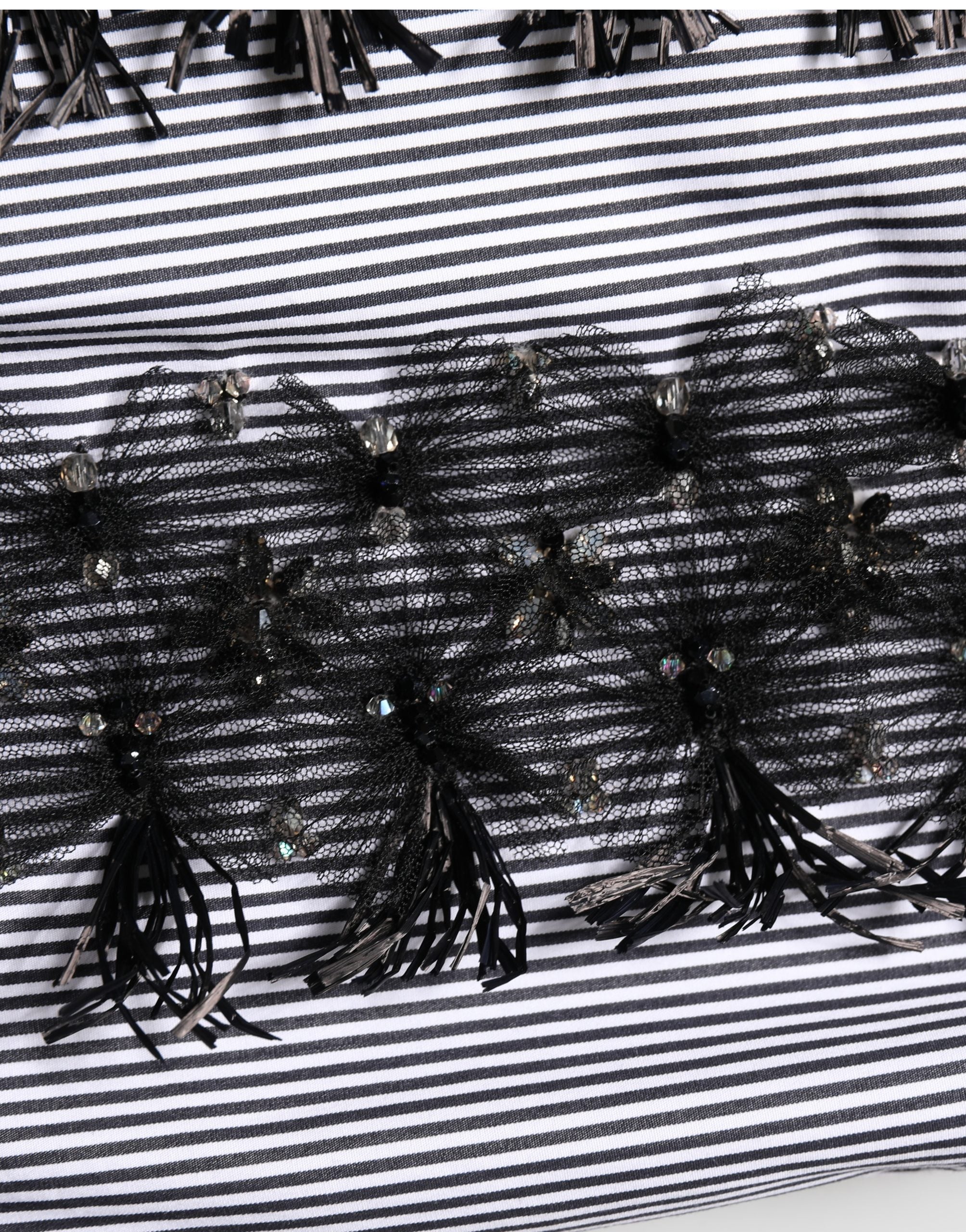 Dolce & Gabbana BlackGray Pinstripe Embellished Trouser Pants