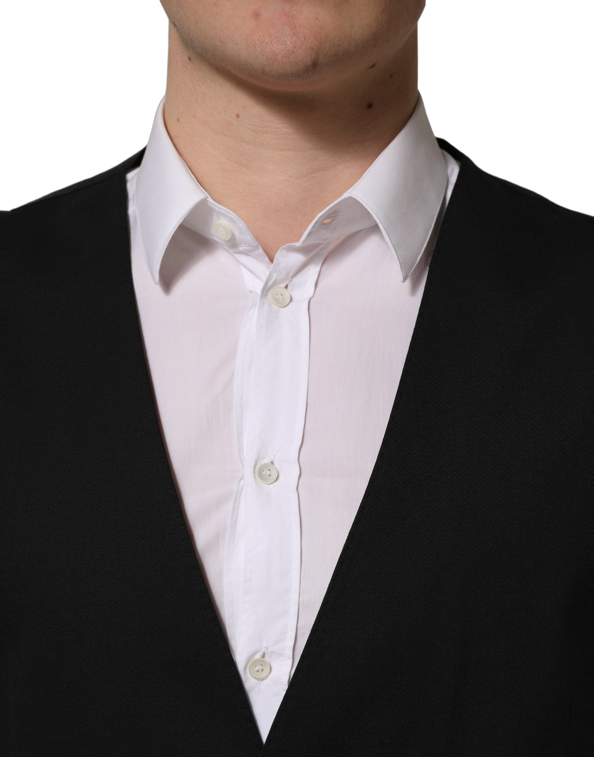 Dolce & Gabbana Black Single Breasted Men Waistcoat Vest