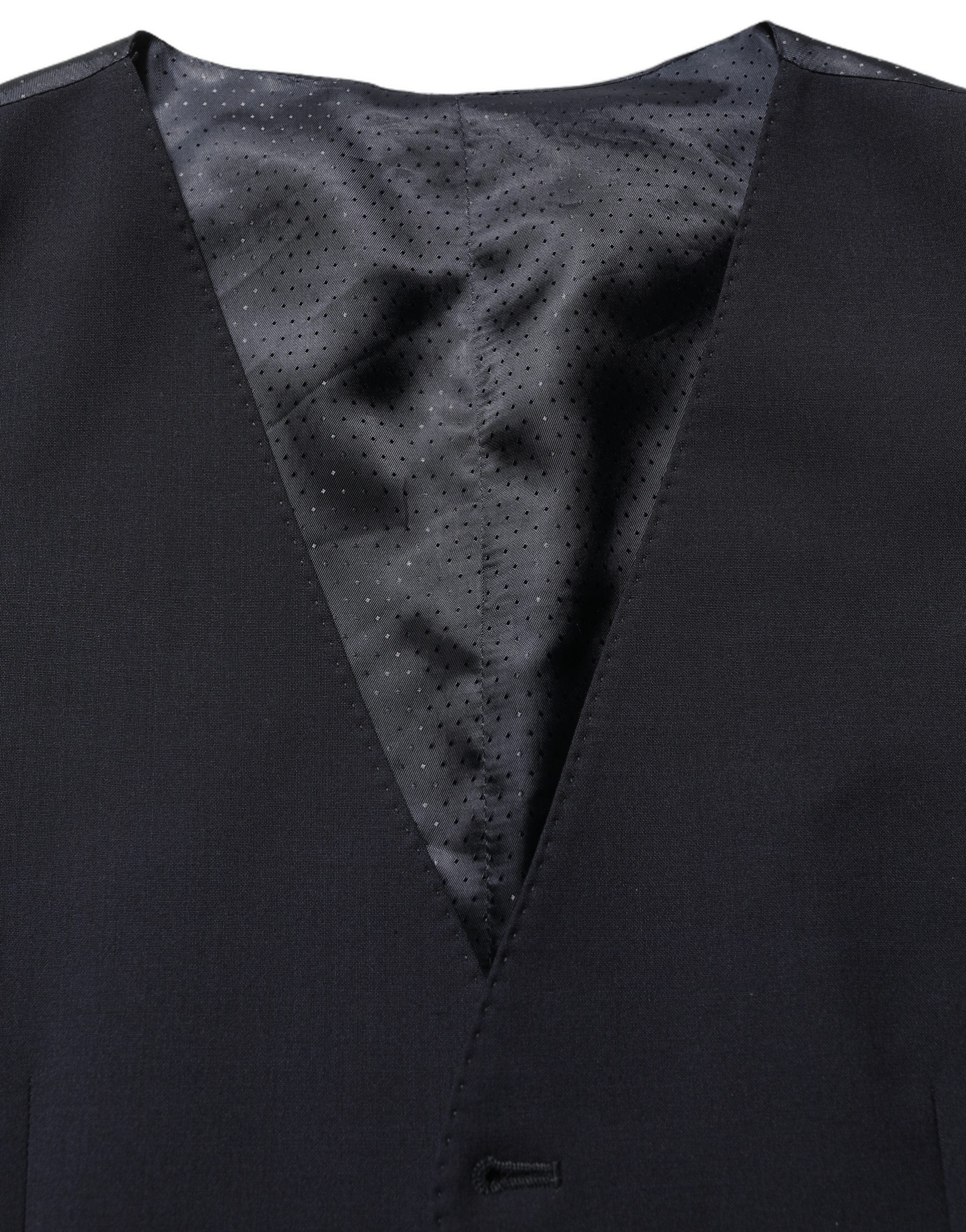 Dolce & Gabbana Black Wool Single Breasted Waistcoat Vest