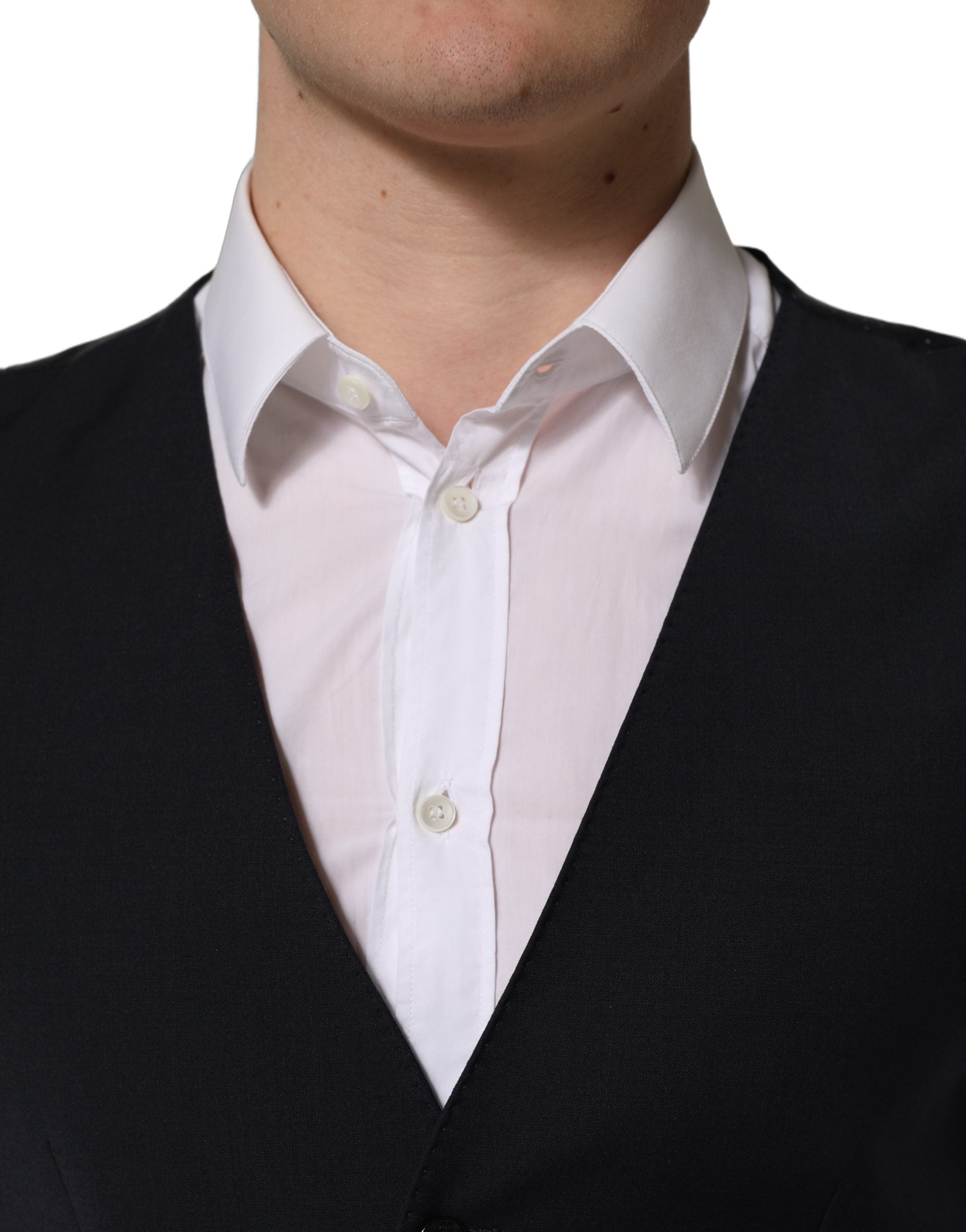 Dolce & Gabbana Black Wool Single Breasted Waistcoat Vest