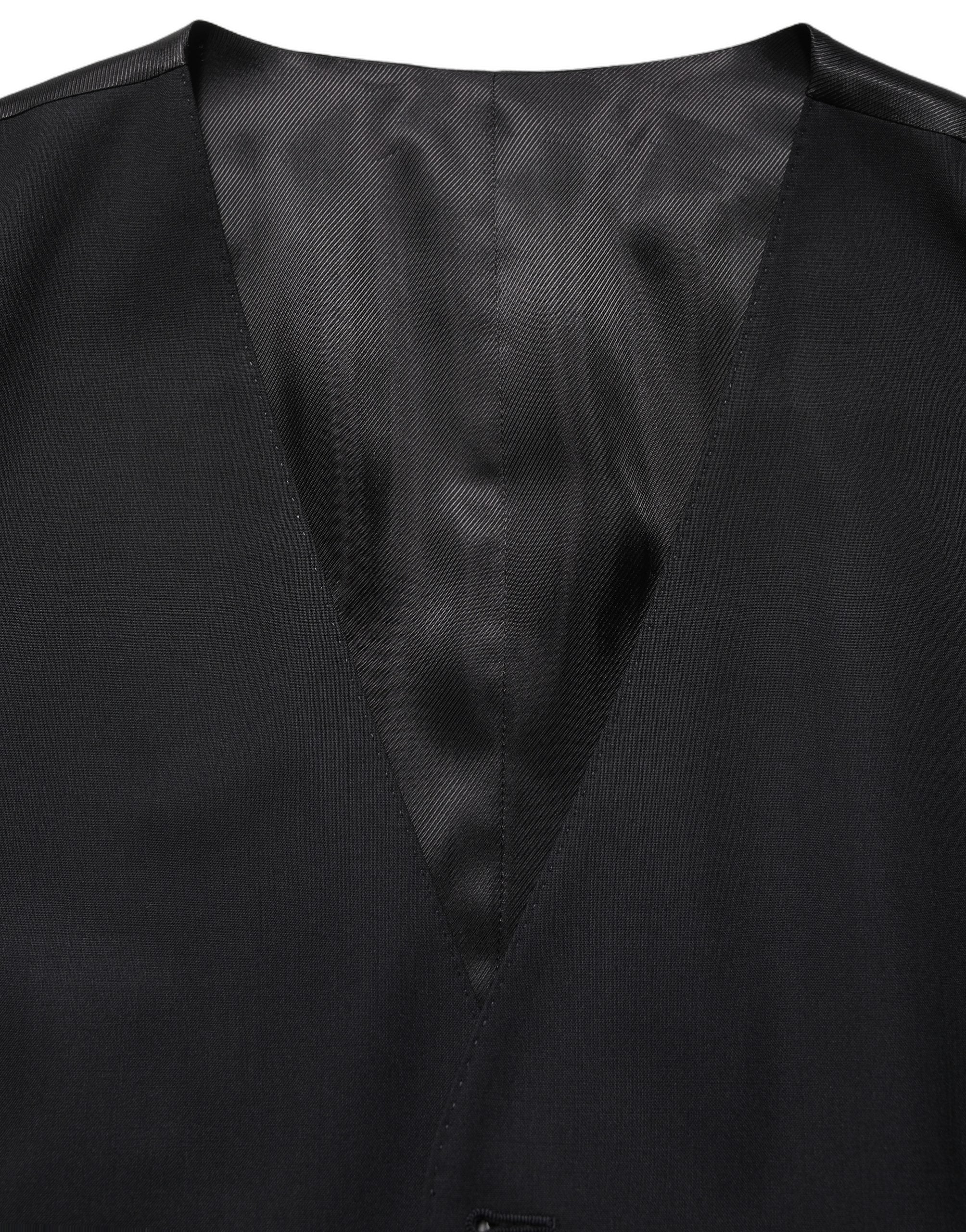 Dolce & Gabbana Black Wool Single Breasted Waistcoat Vest