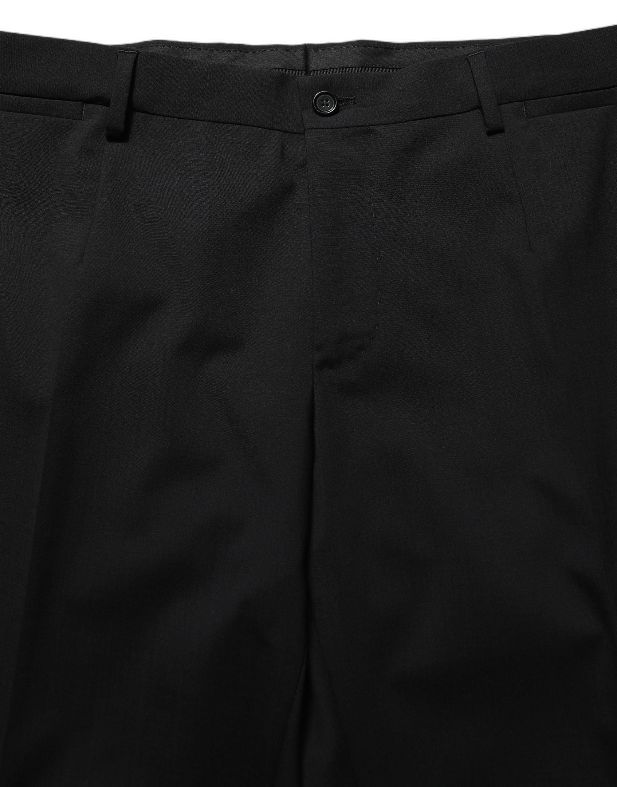 Dolce & Gabbana Black Wool Slim Fit Formal 3 Piece Men Suit