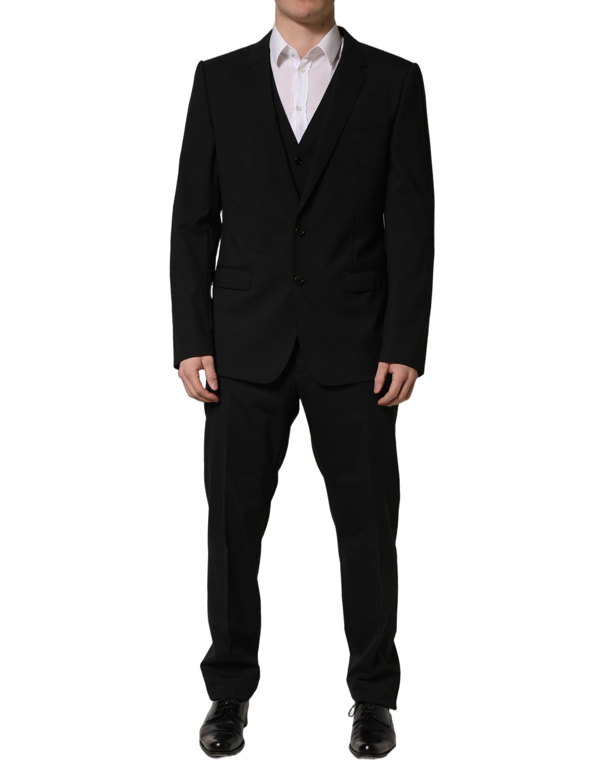 Dolce & Gabbana Black Wool Slim Fit Formal 3 Piece Men Suit