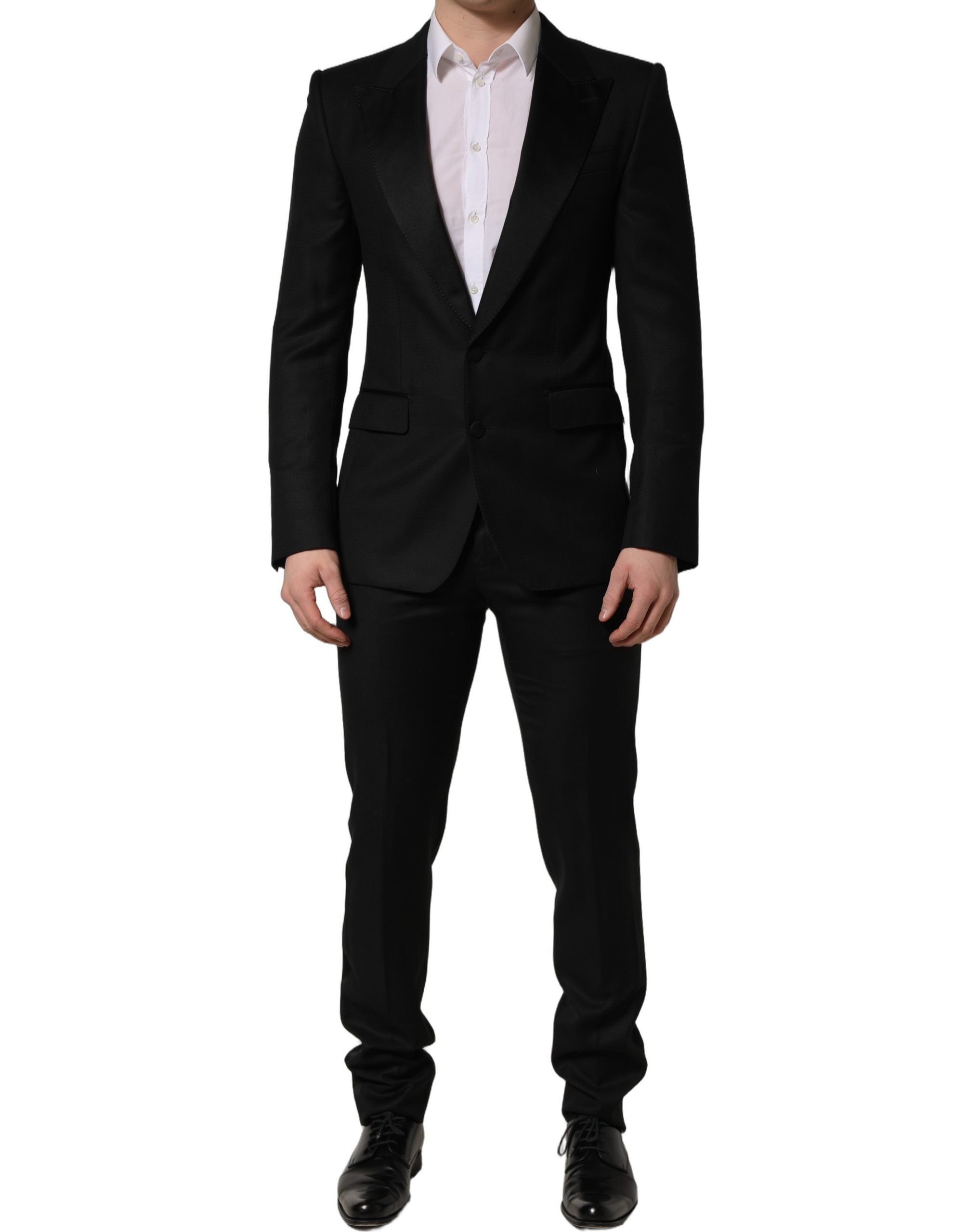 Dolce & Gabbana Black Wool Slim Fit Formal 2 Piece Men Suit