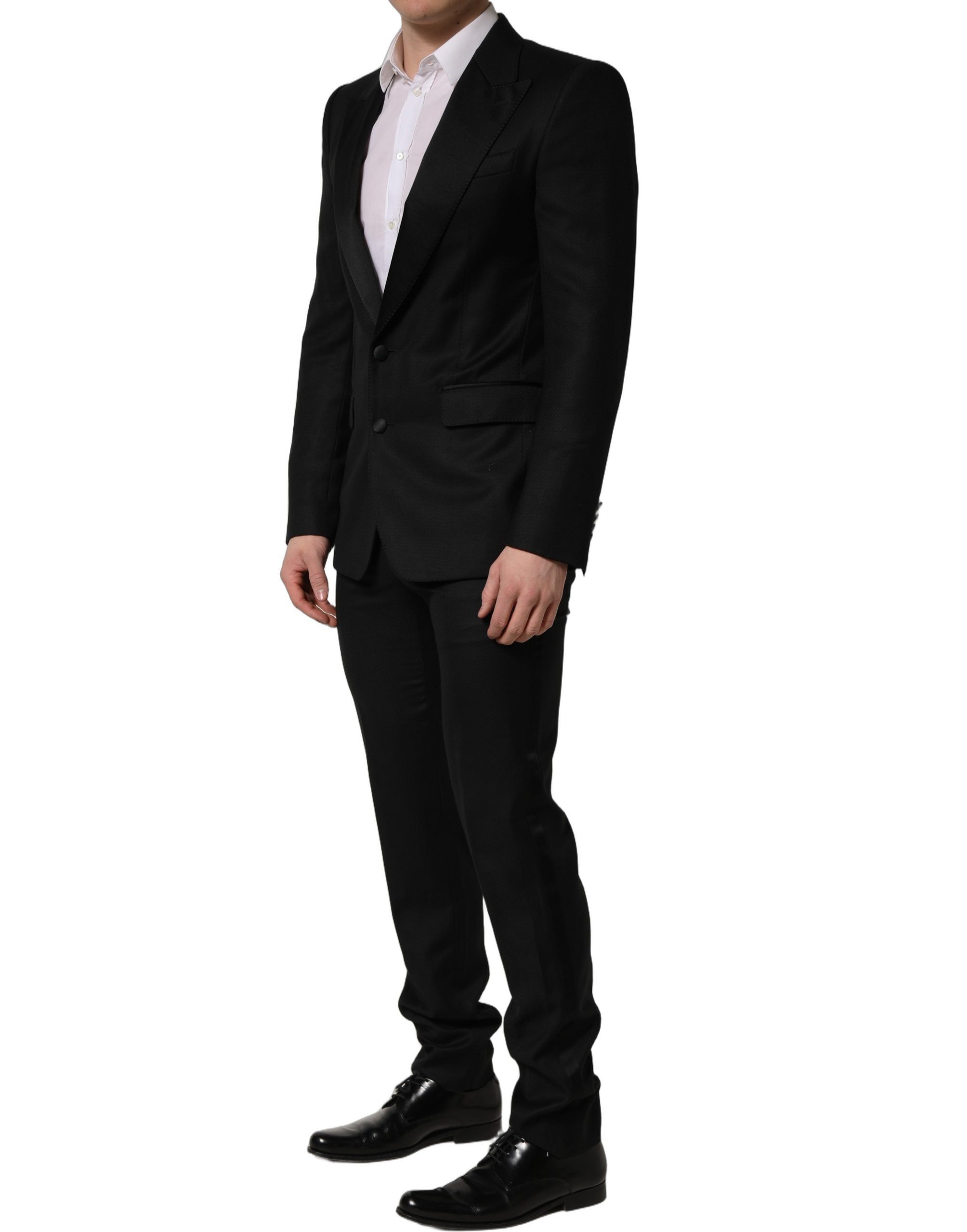 Dolce & Gabbana Black Wool Slim Fit Formal 2 Piece Men Suit