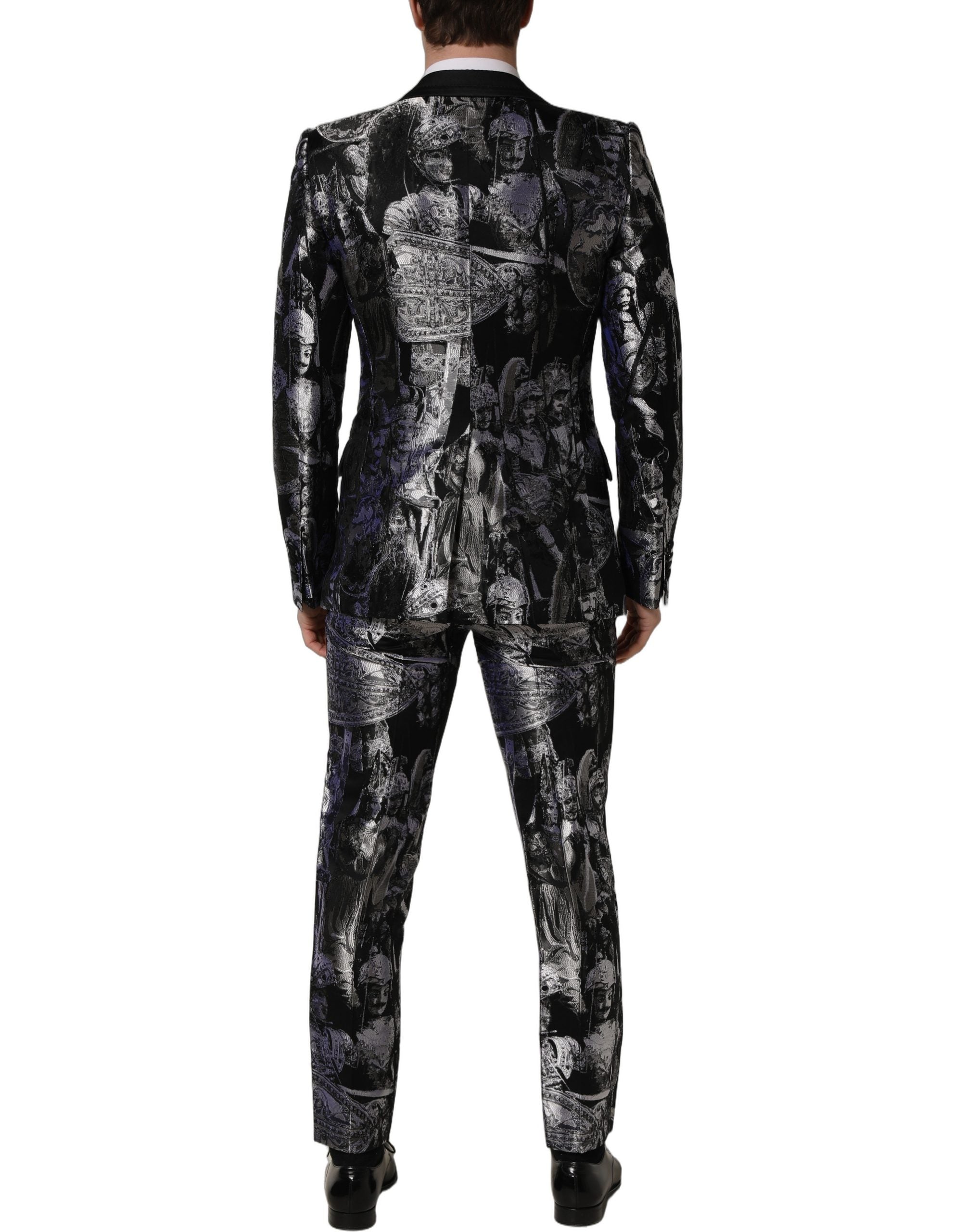 Dolce & Gabbana Black Jacquard Slim Fit Formal 3 Piece Suit