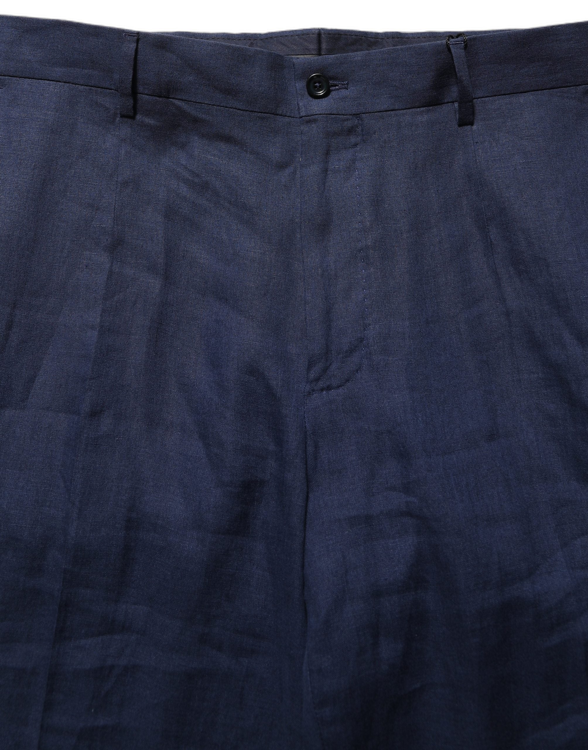 Dolce & Gabbana Blue Linen Straight Men Dress Trouser Pants