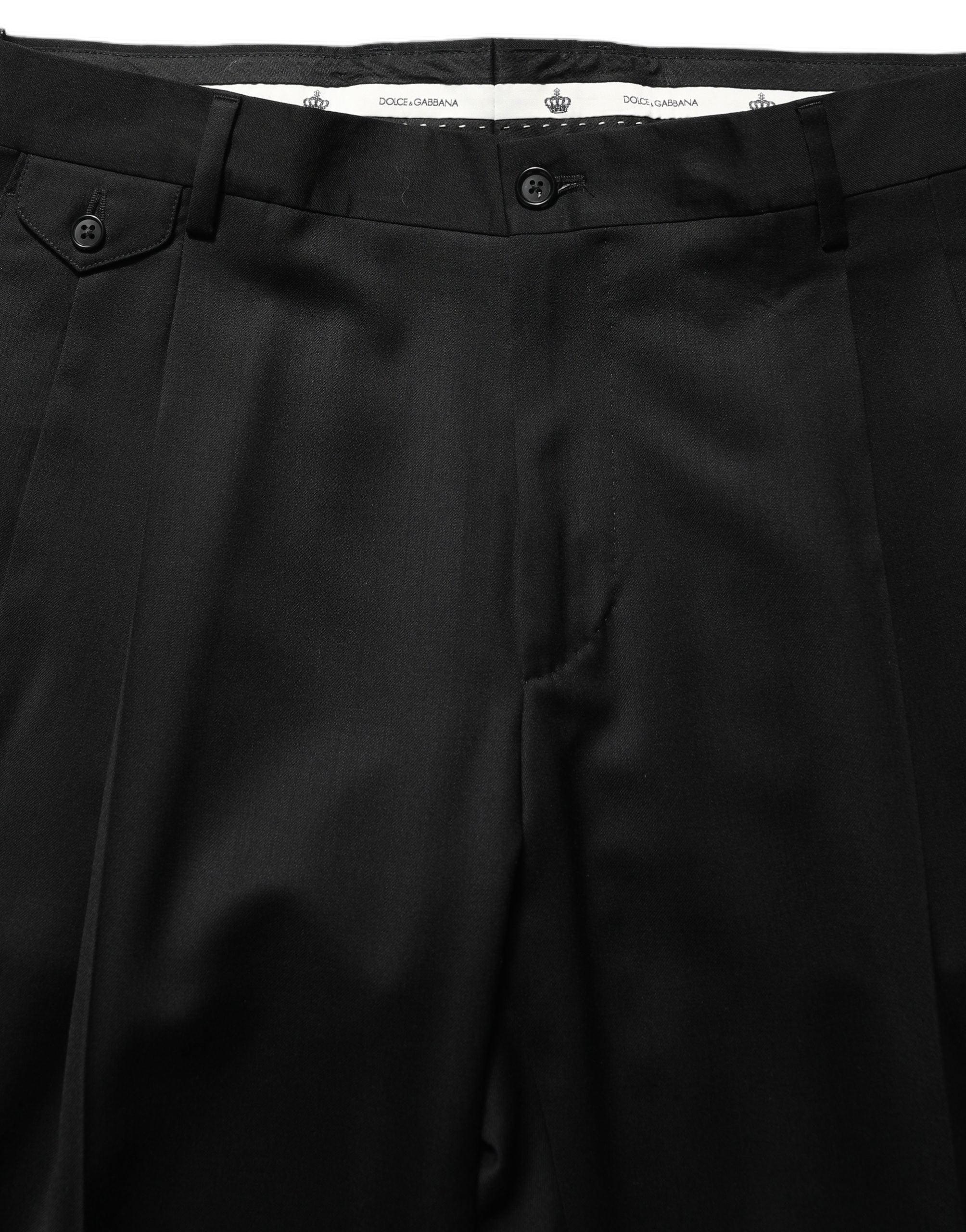 Dolce & Gabbana Black Wool Tapered Leg Men Dress Trouser Pants