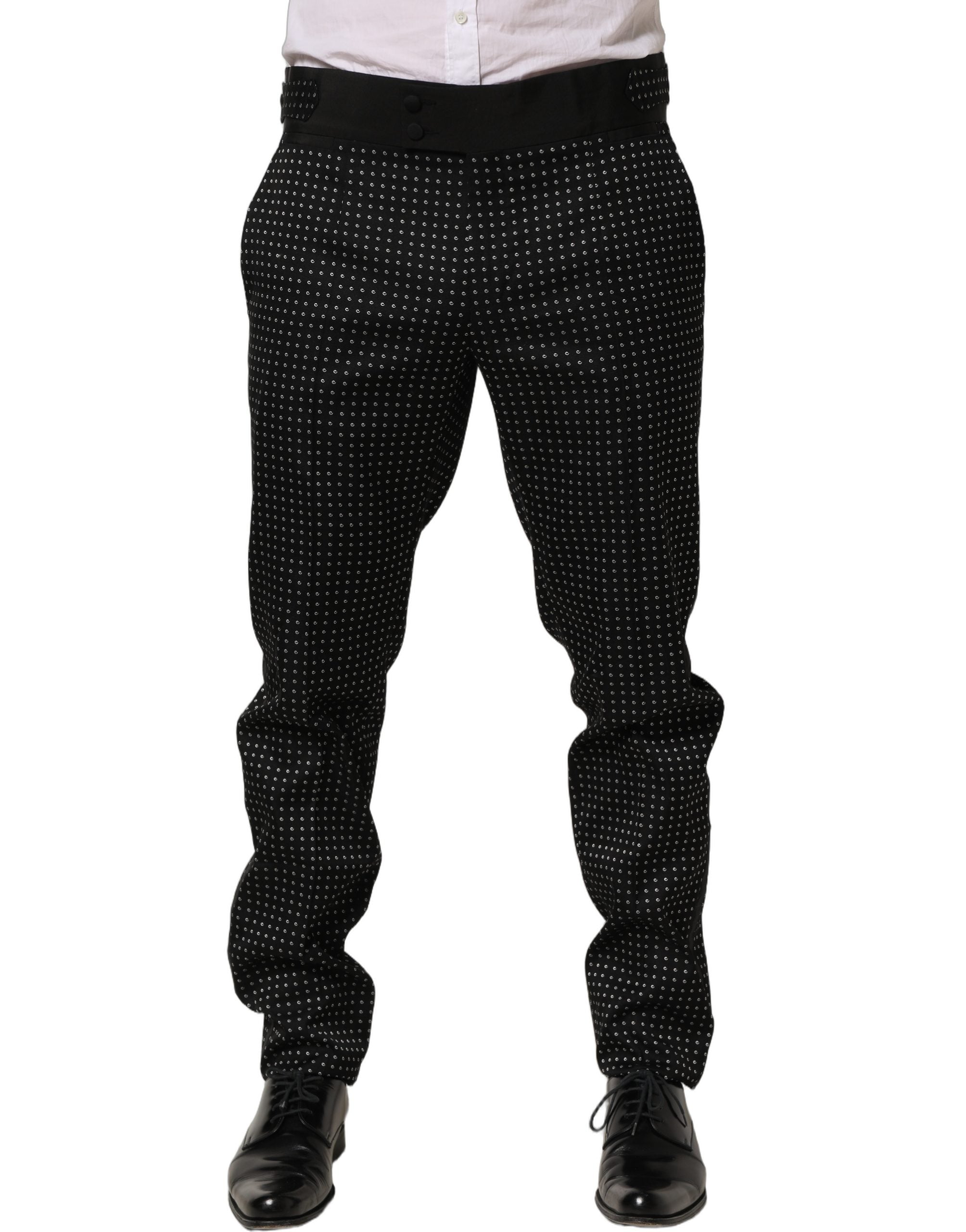 Dolce & Gabbana Black Polka Dot Cotton Dress Trouser Pants