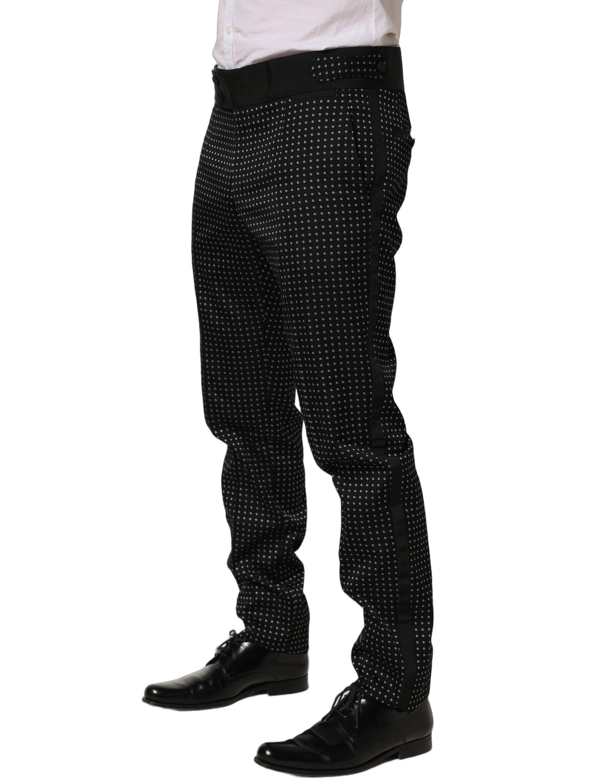 Dolce & Gabbana Black Polka Dot Cotton Dress Trouser Pants