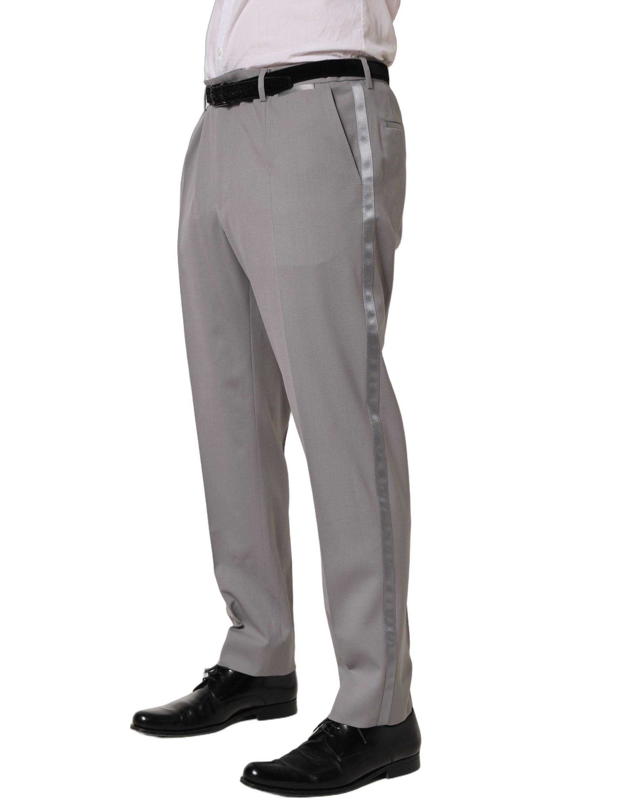 Dolce & Gabbana Gray Wool Tapered Men Dress Trouser Pants