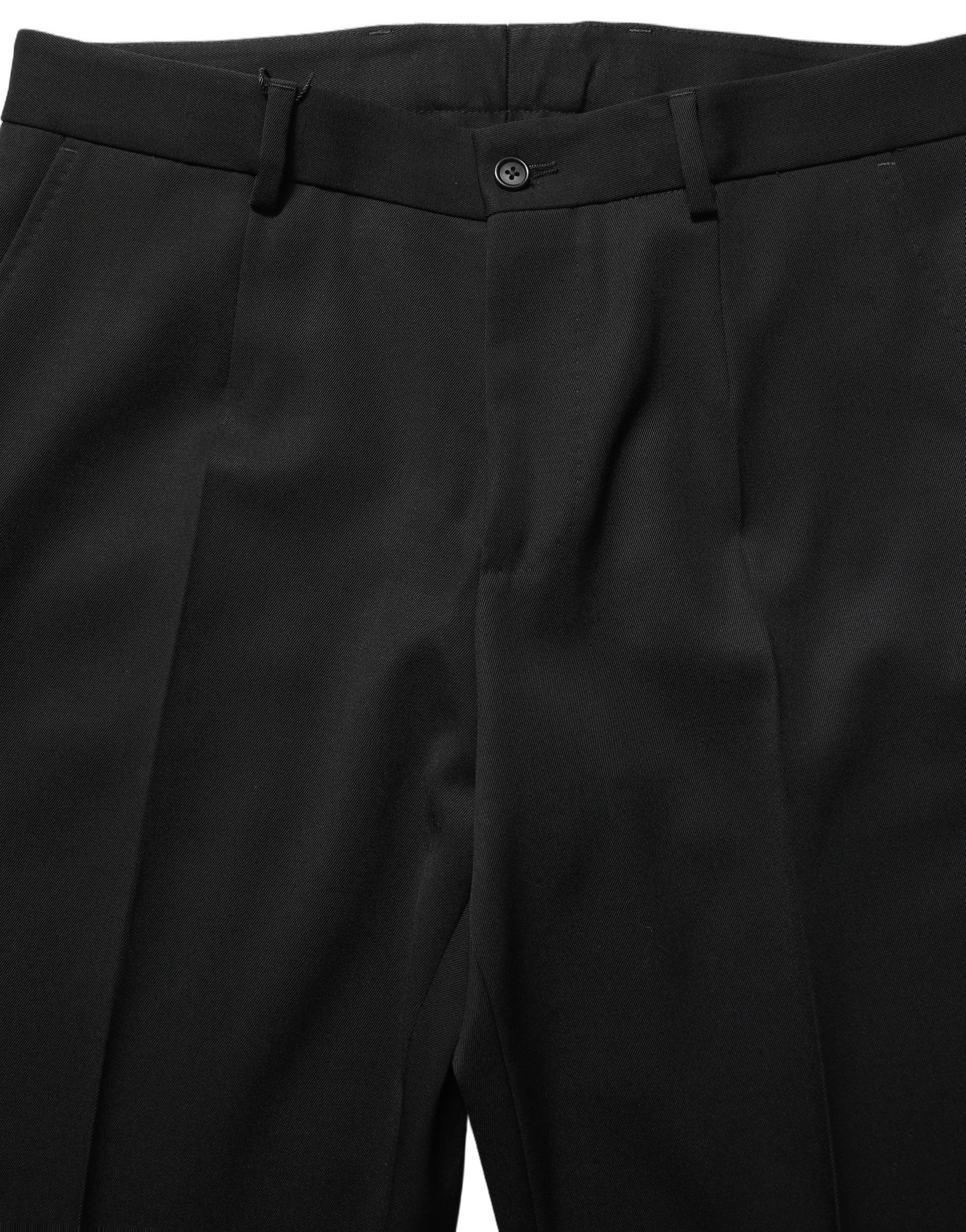 Dolce & Gabbana Black Wool Tapered Men Dress Trouser Pants
