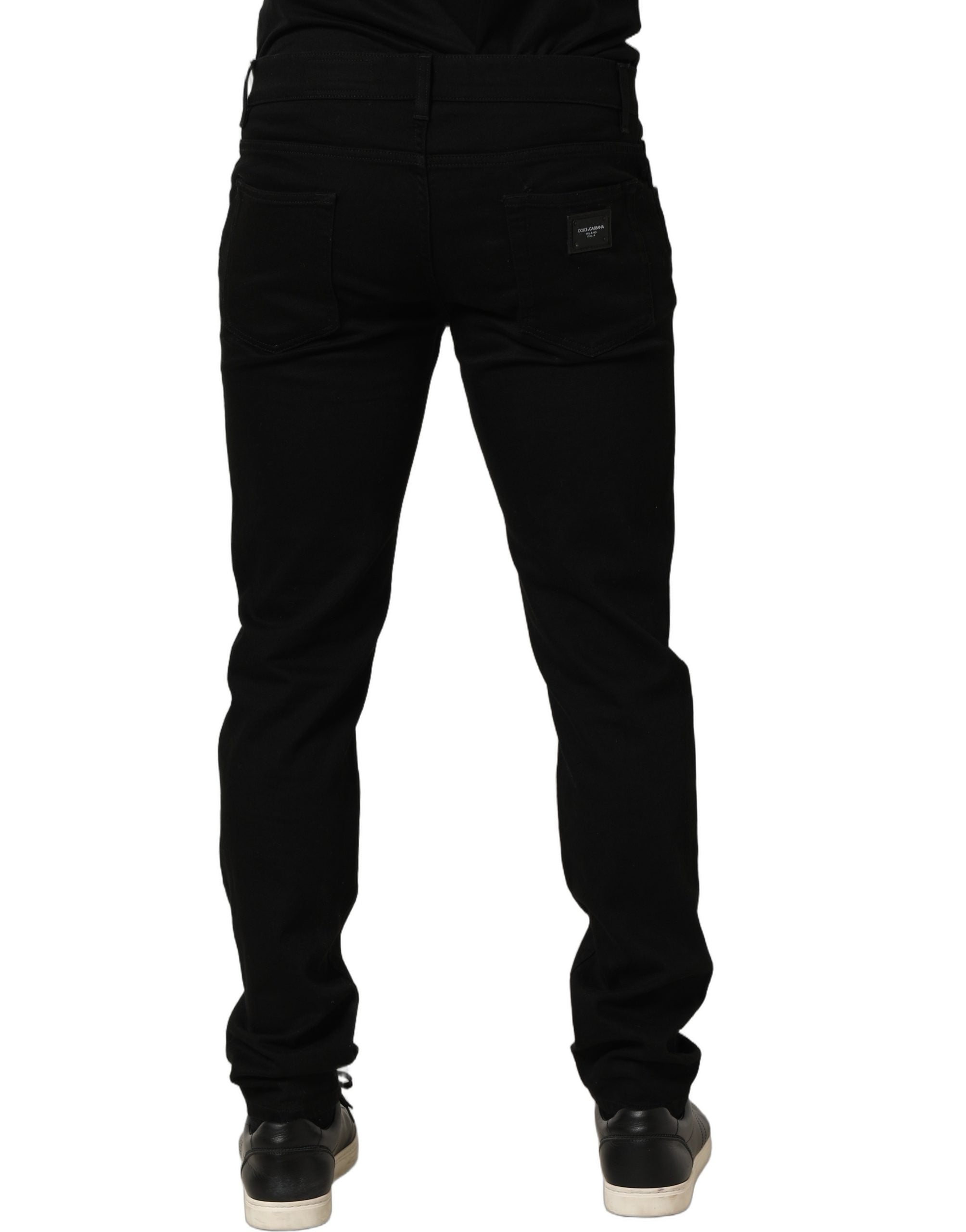 Dolce & Gabbana Black Cotton Stretch Skinny Men Denim Jeans