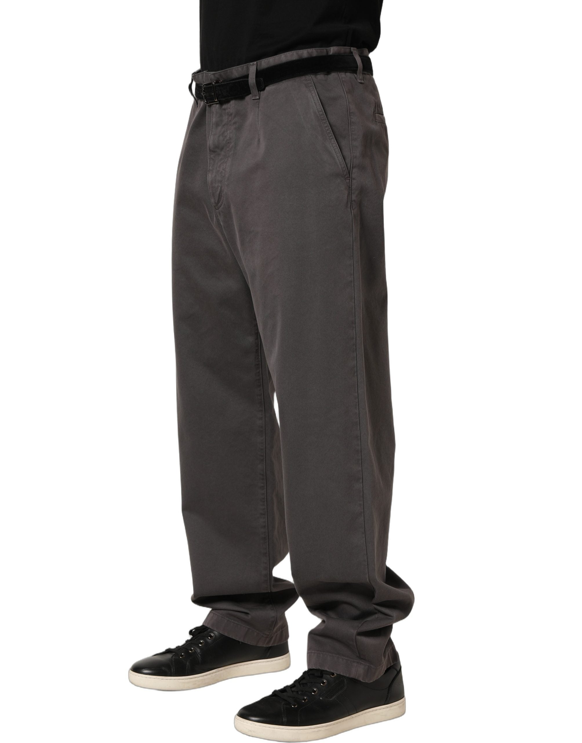 Dolce & Gabbana Dark Gray MidWaist Straight Men Trouser Pants