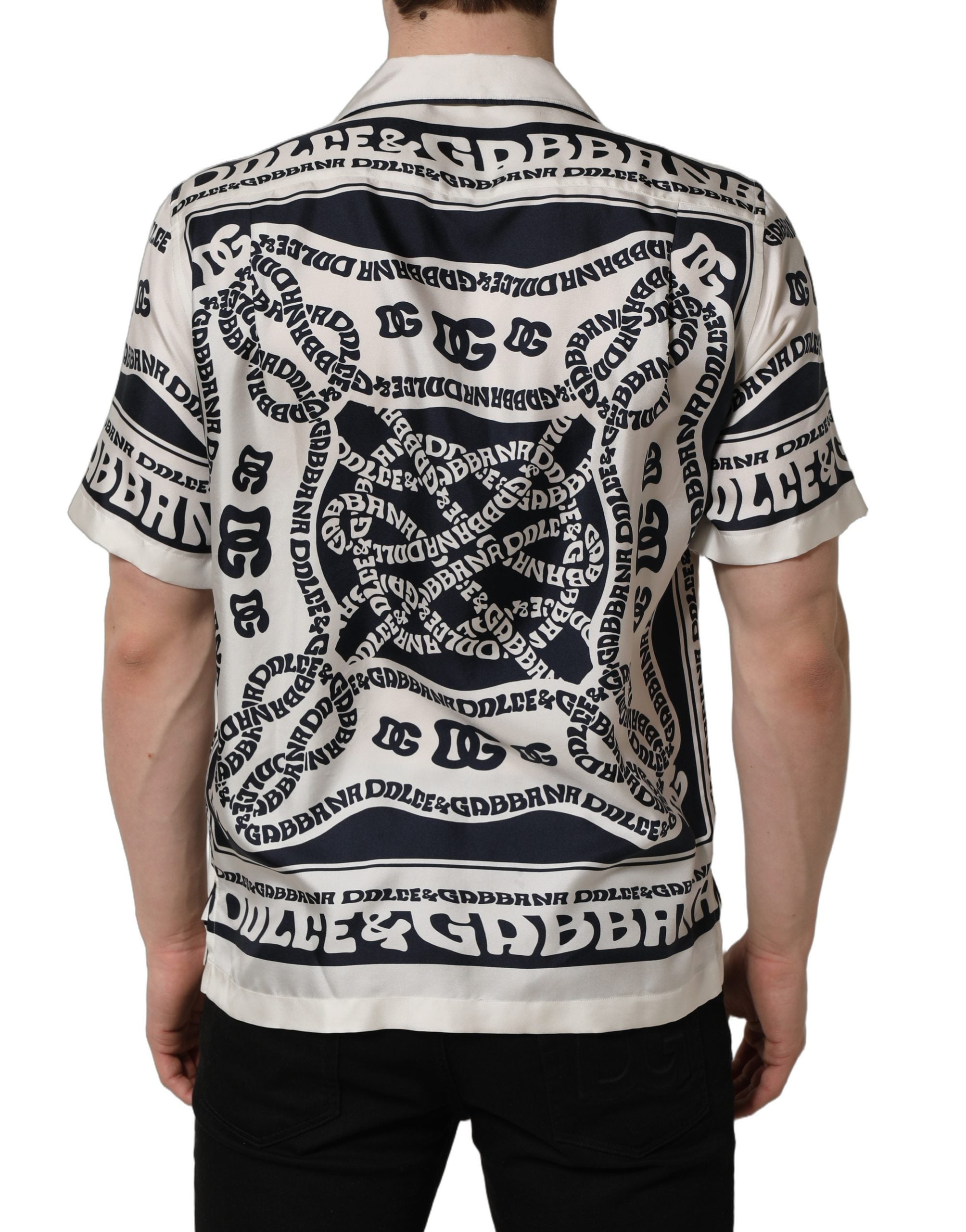 Dolce & Gabbana Black White Logo Bandana Short Sleeves Shirt