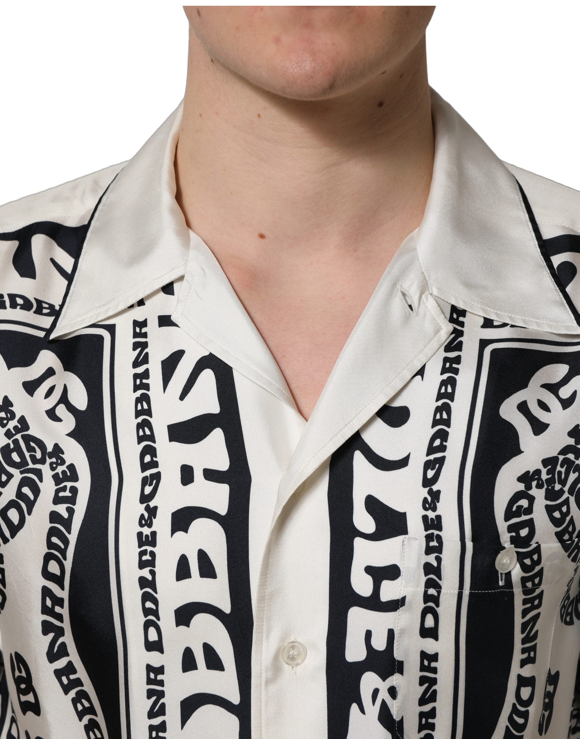Dolce & Gabbana Black White Logo Bandana Short Sleeves Shirt