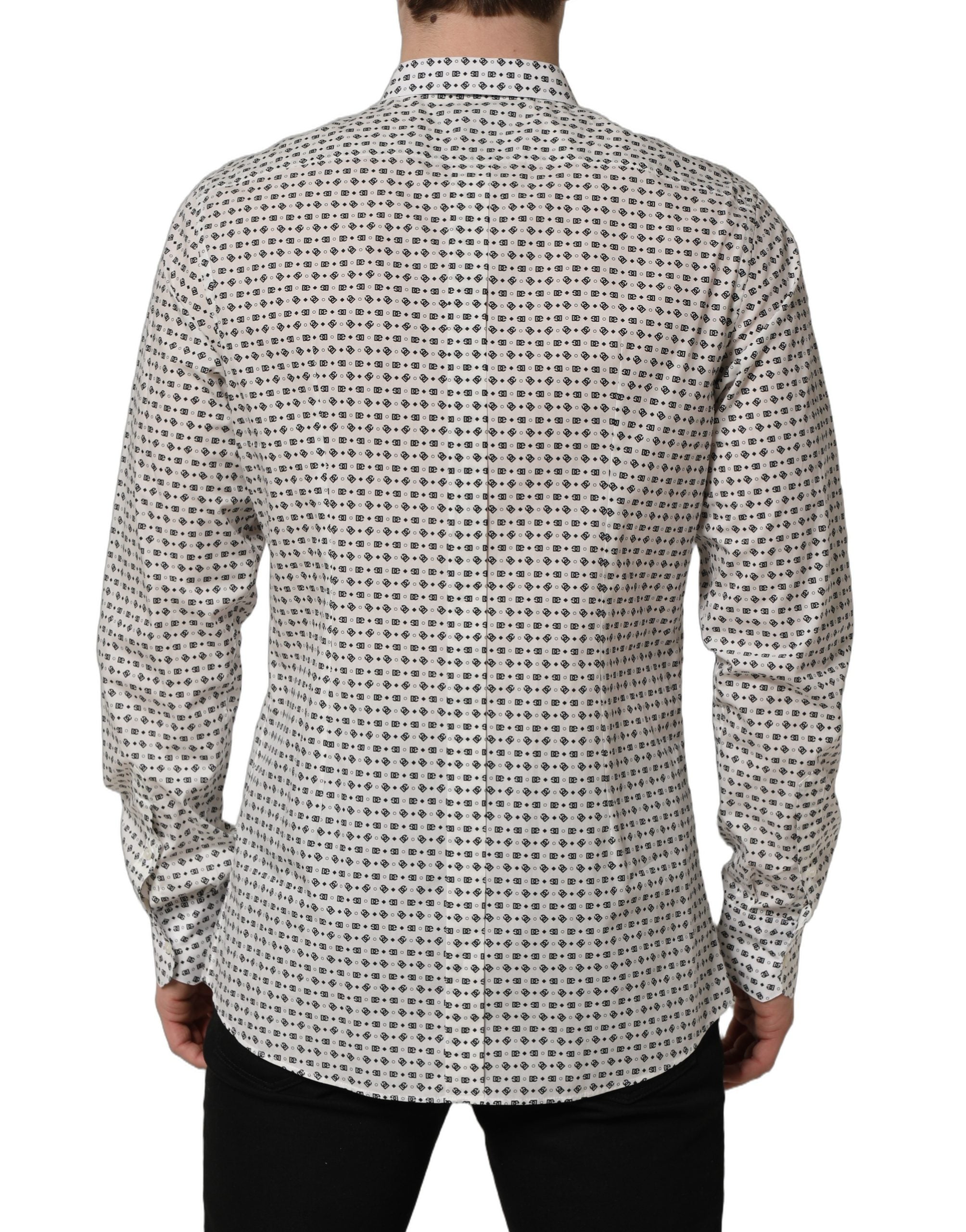Dolce & Gabbana White Logo GOLD Long Sleeves Dress Shirt