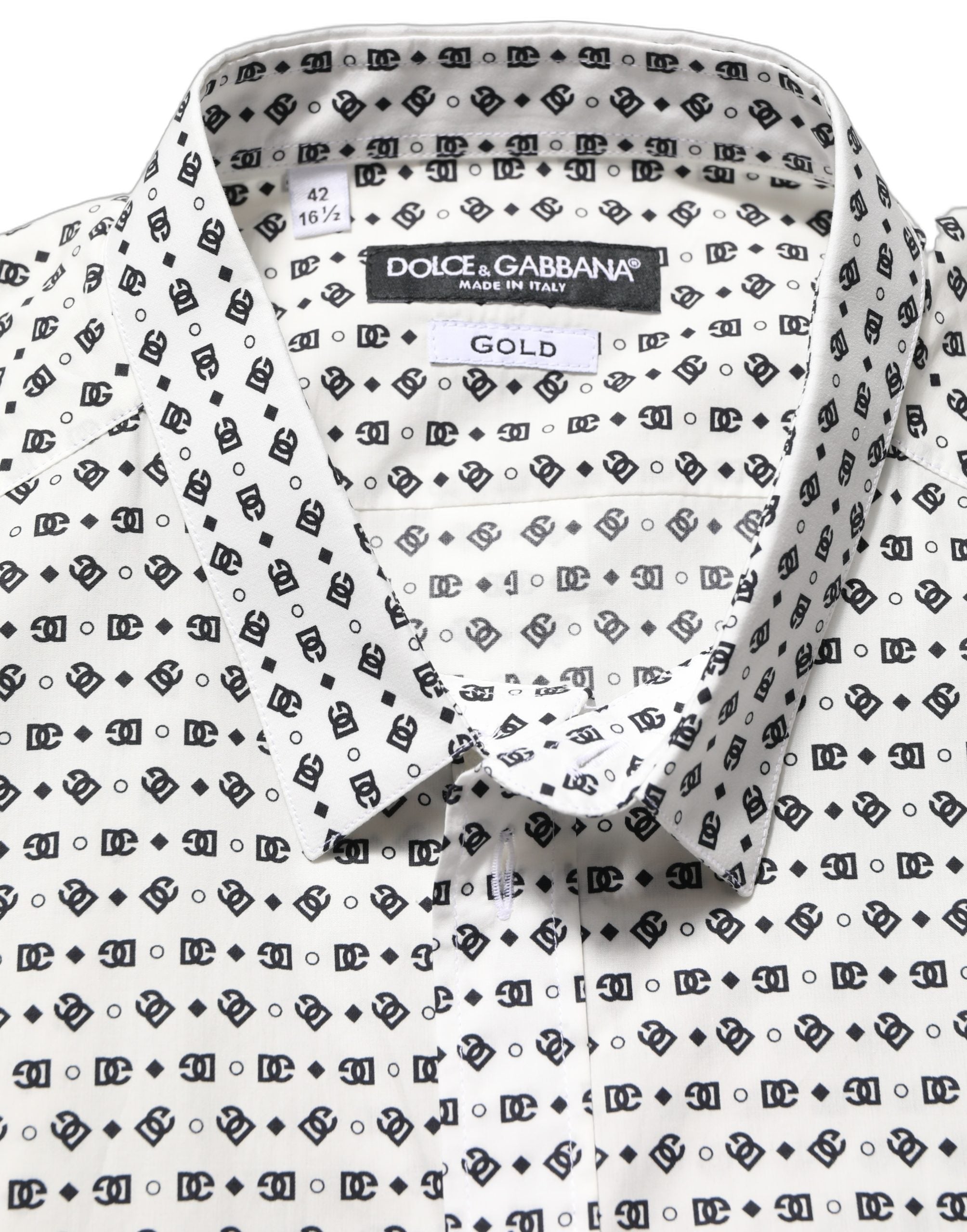 Dolce & Gabbana White Logo GOLD Long Sleeves Dress Shirt