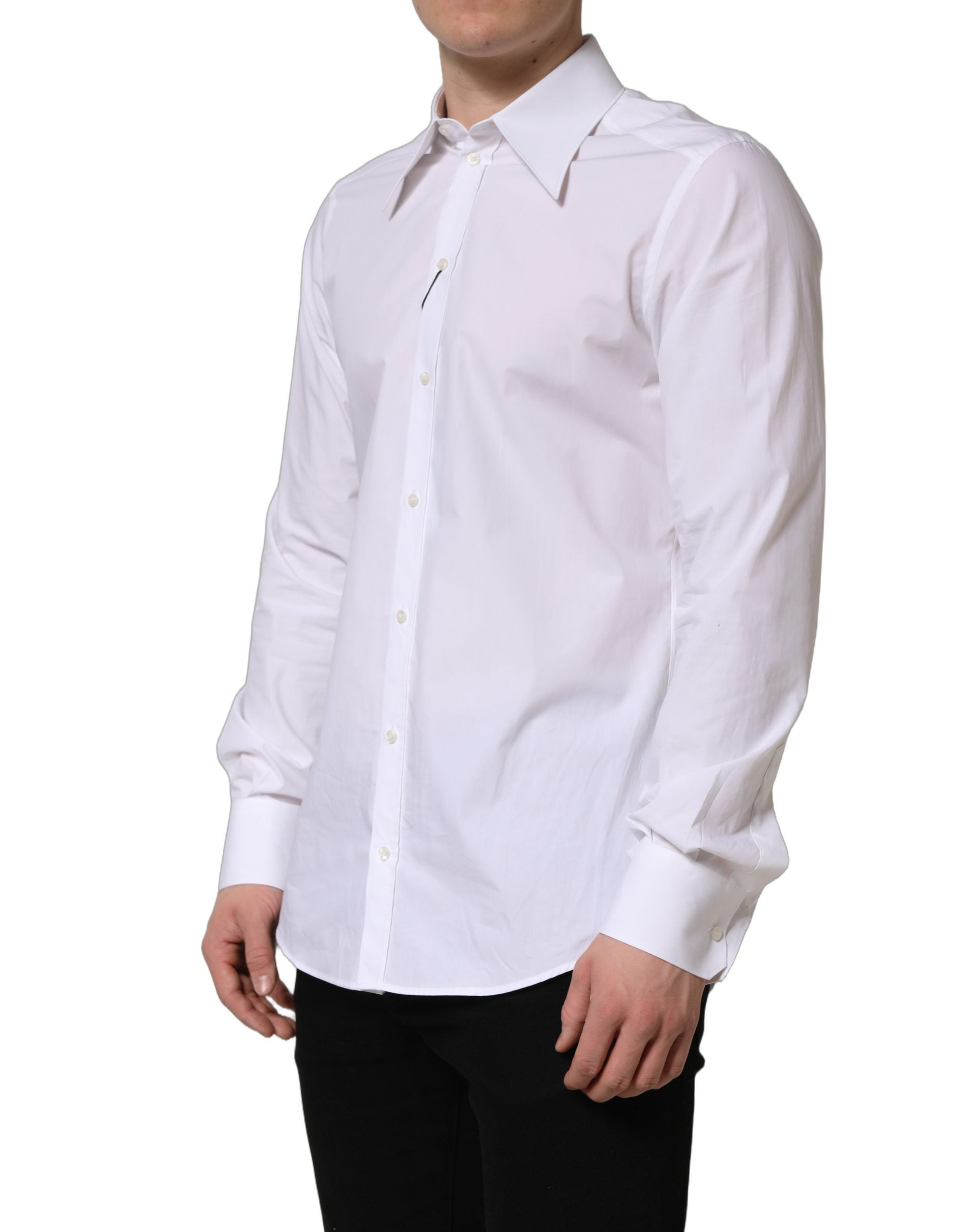 Dolce & Gabbana White MARTINI Long Sleeves Men Dress Shirt